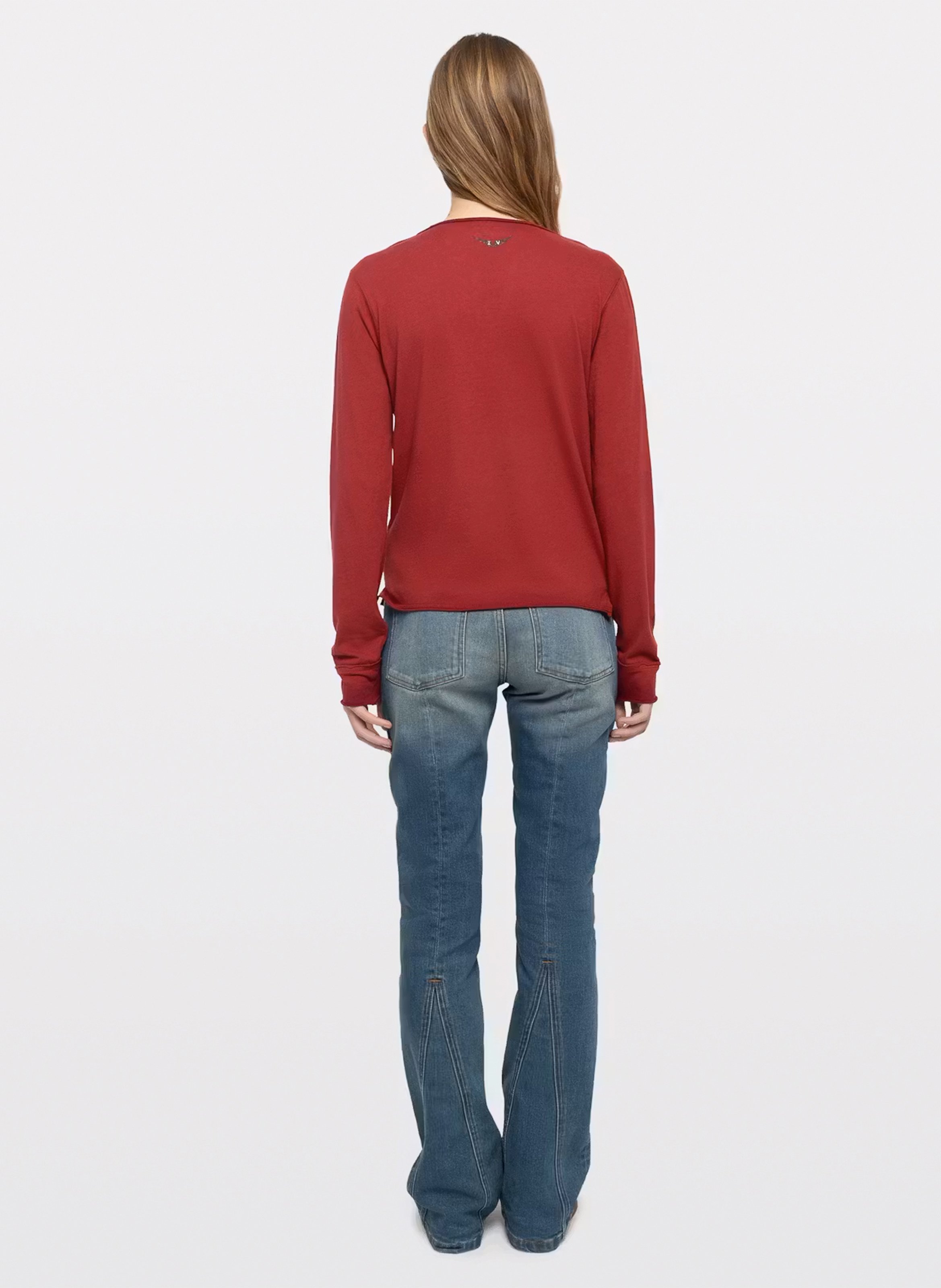 Katoenen T-shirt met V-hals | Rood ZADIG&VOLTAIRE Dames