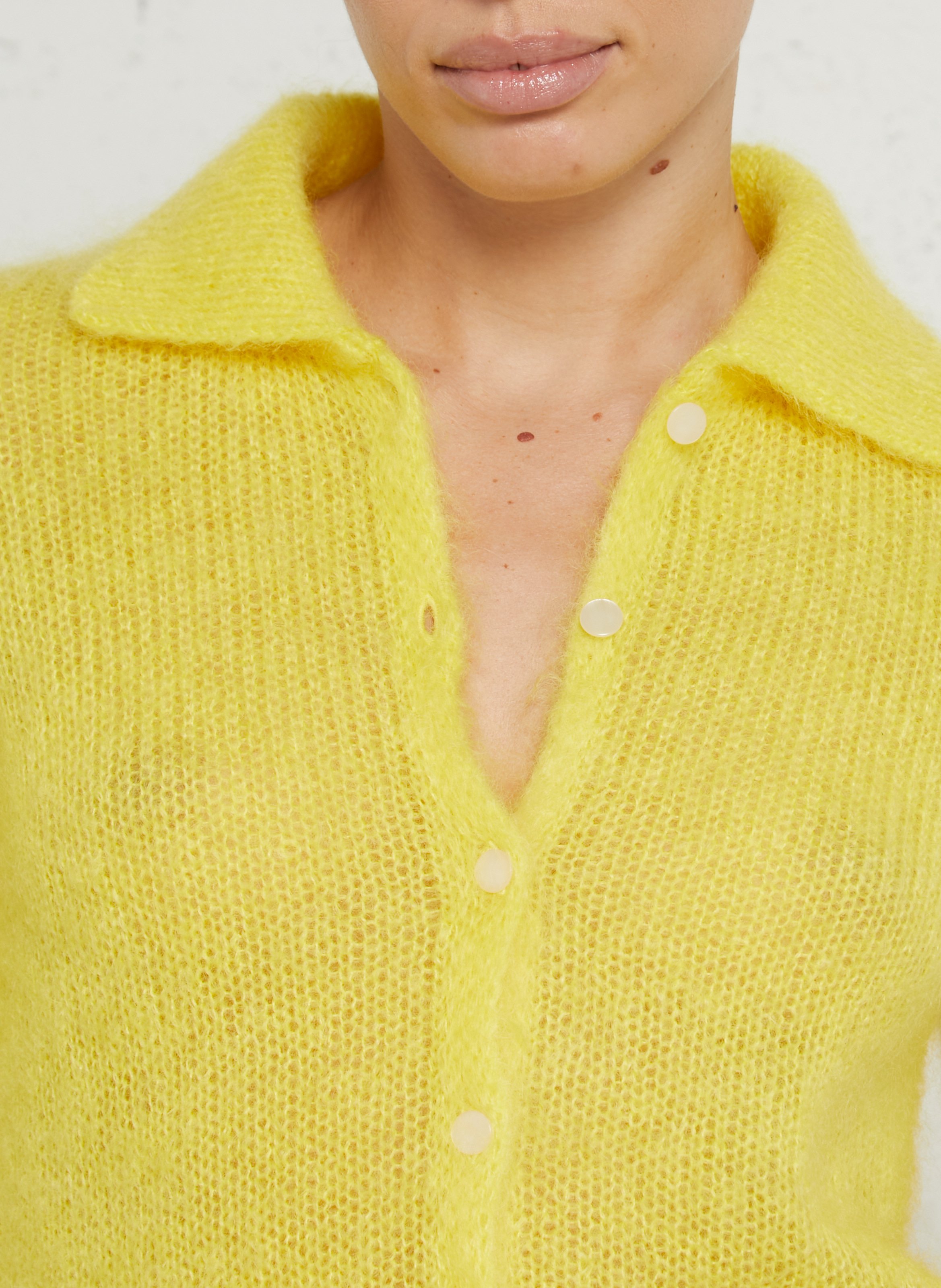 Straight mohair blend polo collar vest DES PETITS HAUTS Green