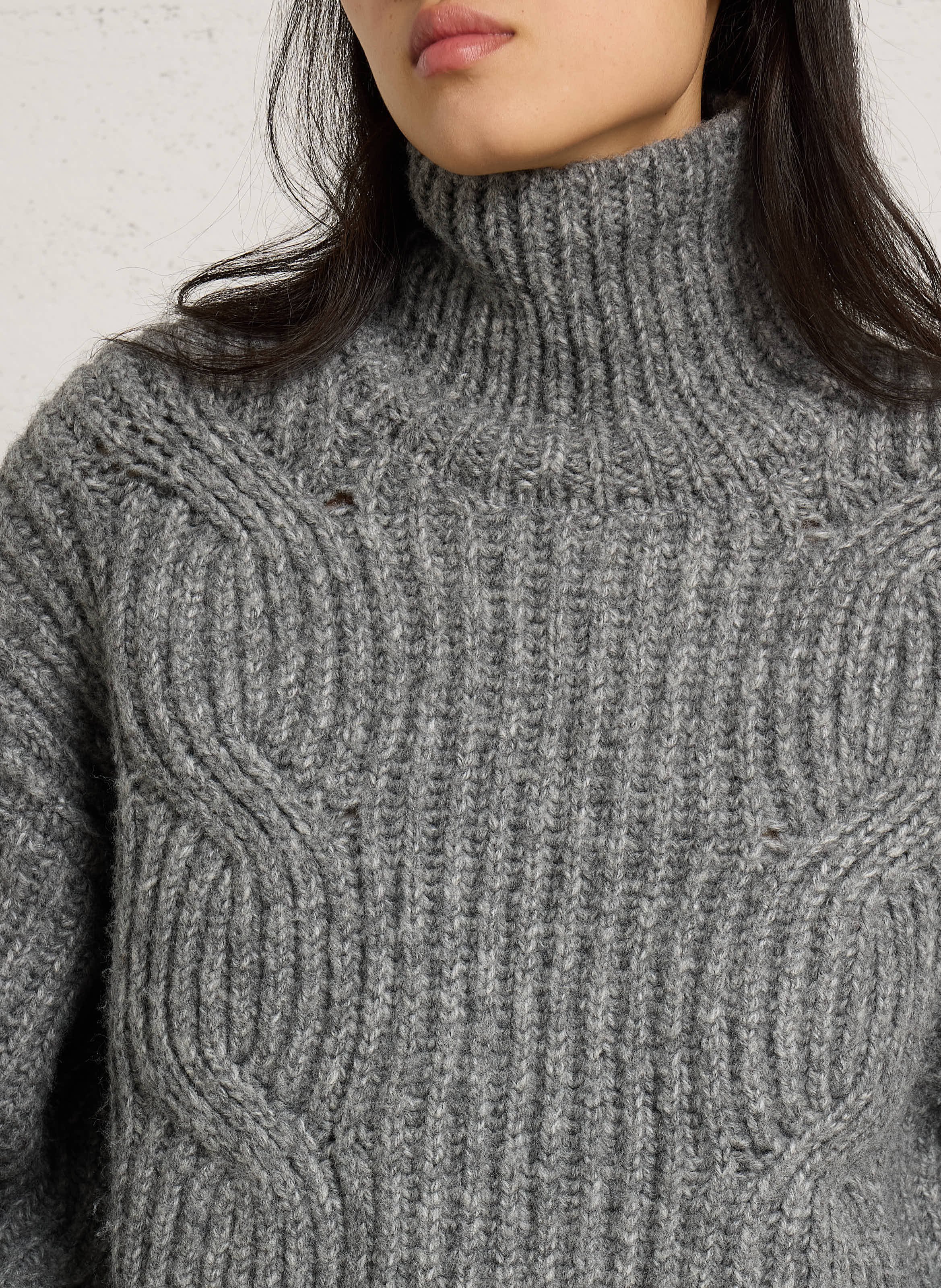 Loose-fit wool-blend sweater with high neck BELLEROSE Grey