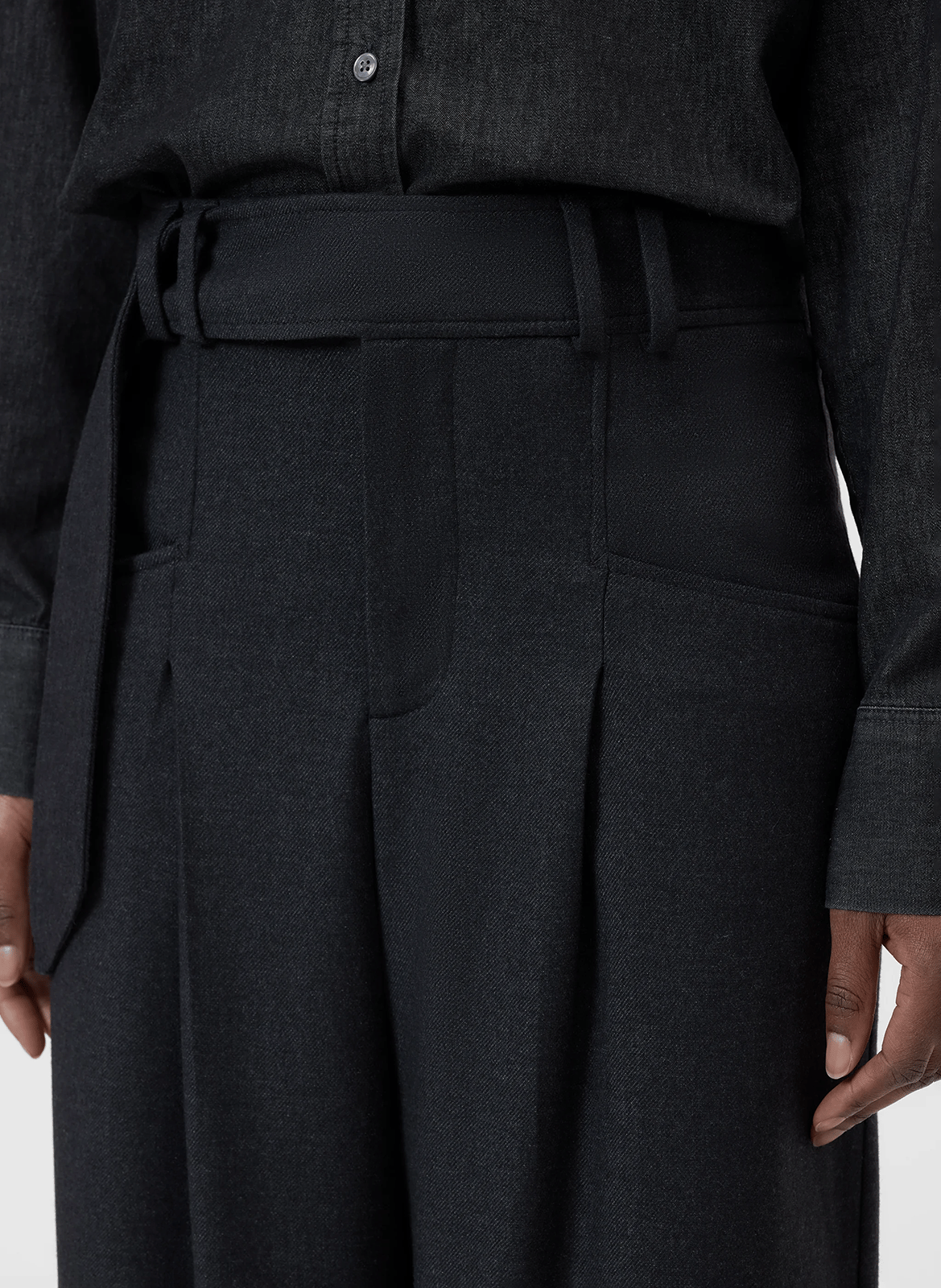 Pantalon large à ceinture CLOSED Noir