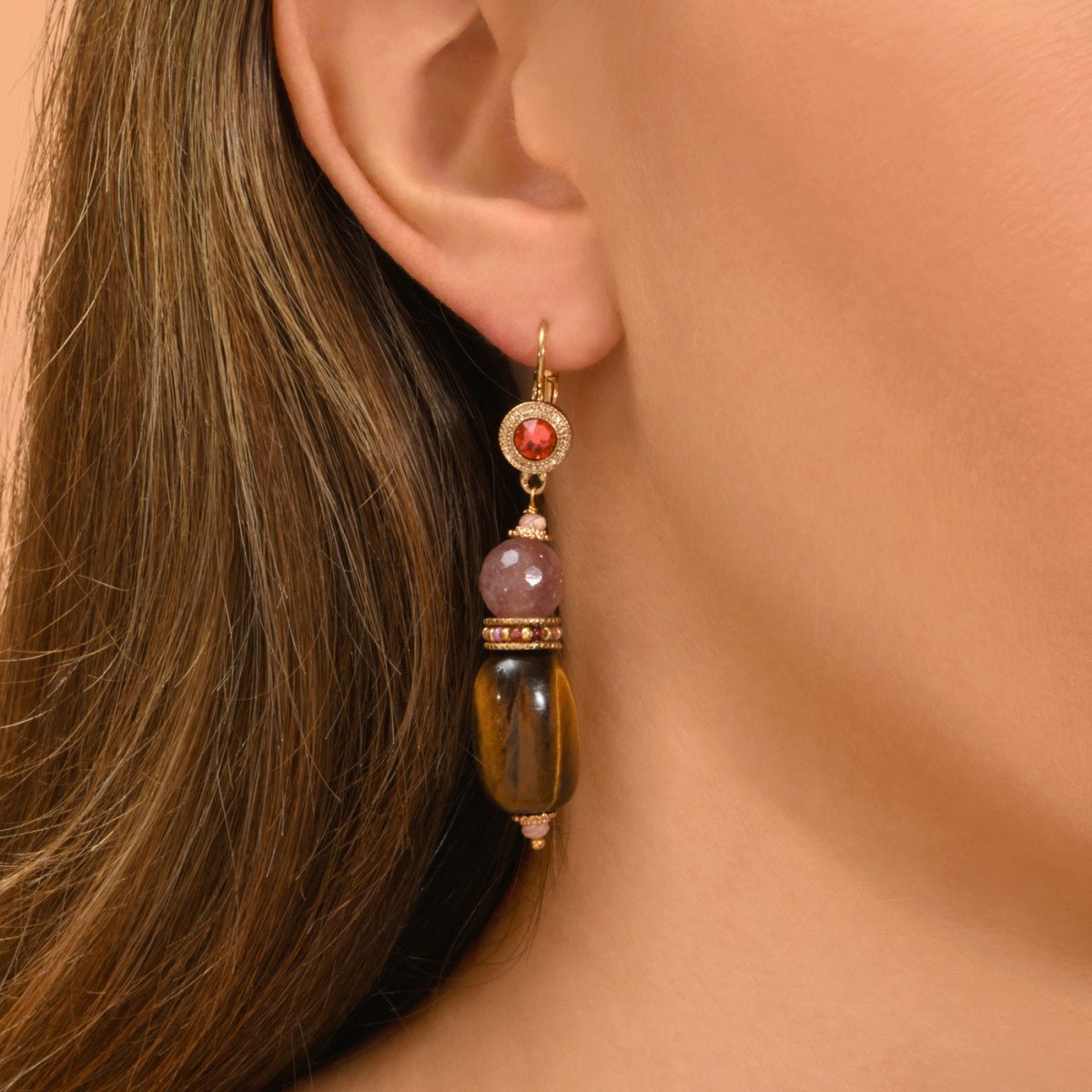 Sleeper earrings in gold-plated finish SATELLITE PARIS Pink