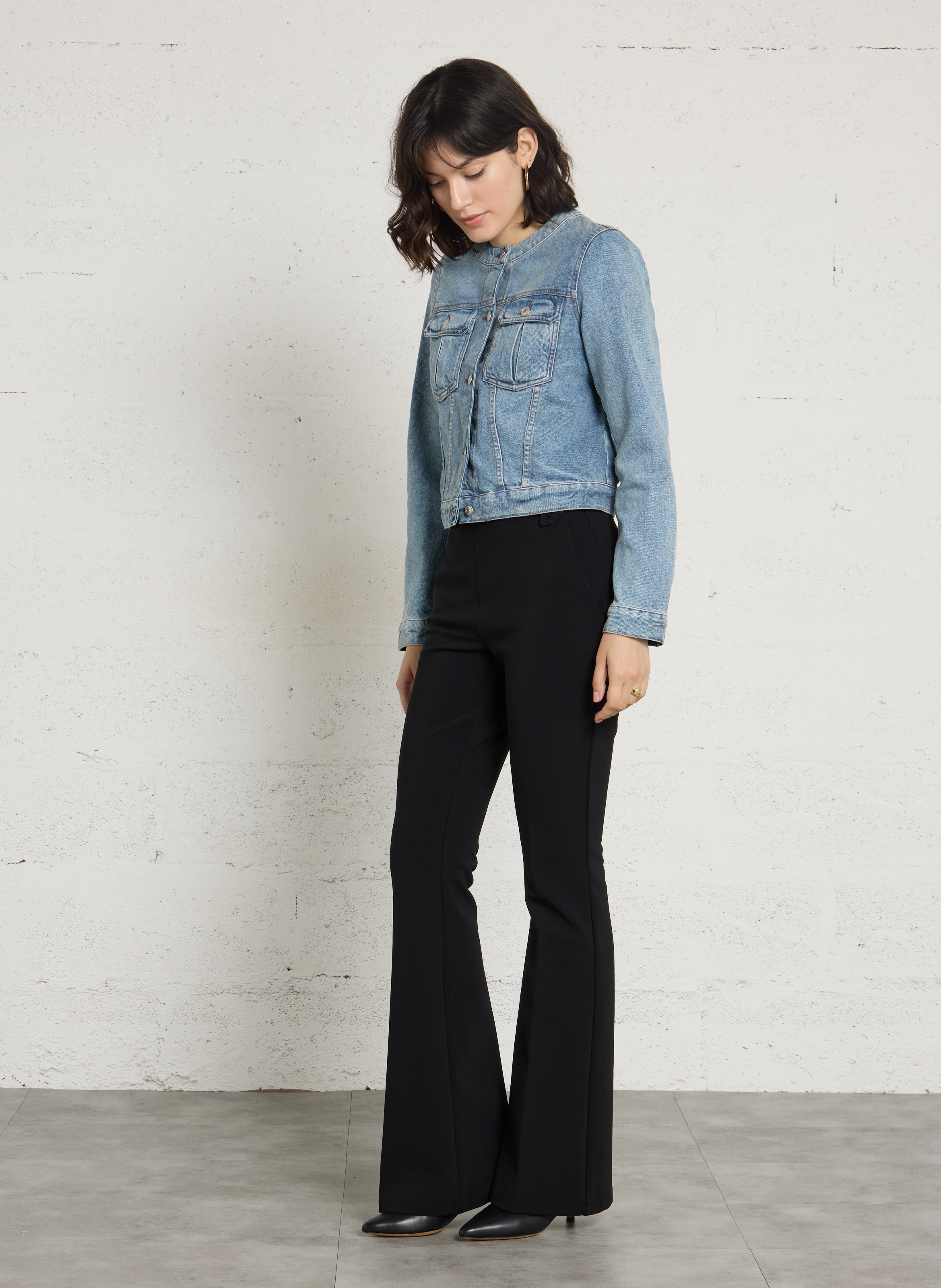 Denim jasje met ronde hals in jeansstof IKKS Blauw