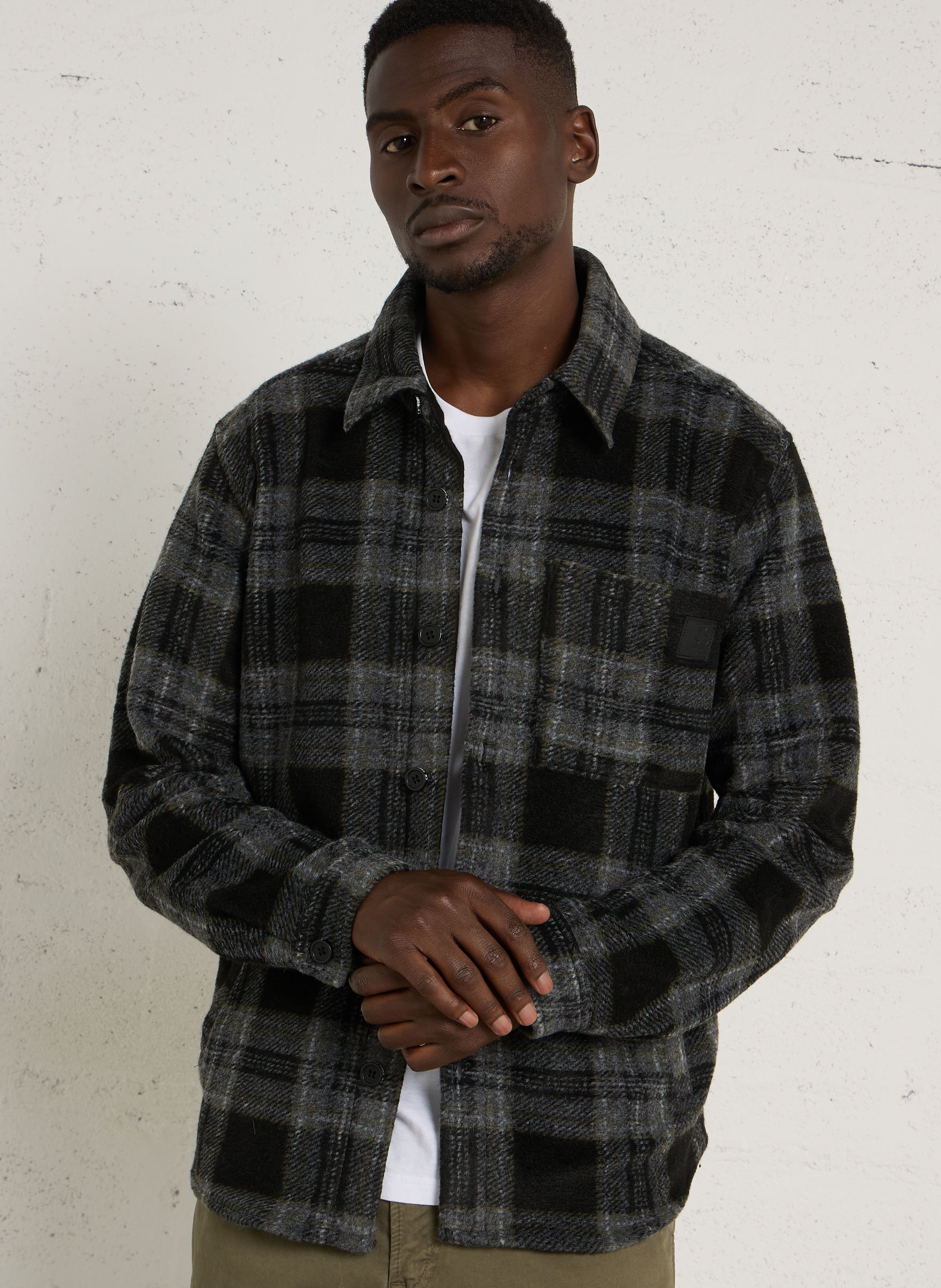 Checkered overshirt with classic collar LE TEMPS DES CERISES White
