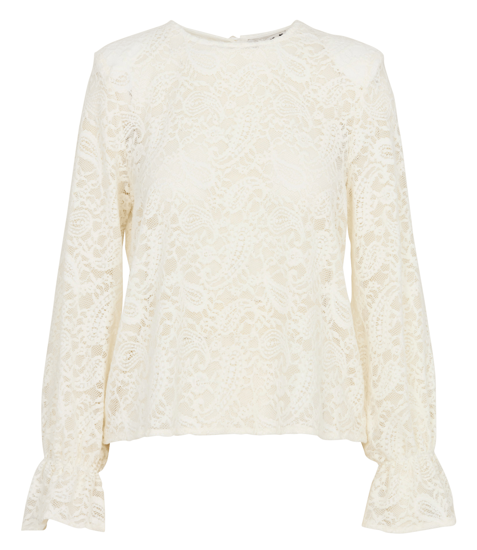 Top droit manches longues en dentelle PLEASE Beige
