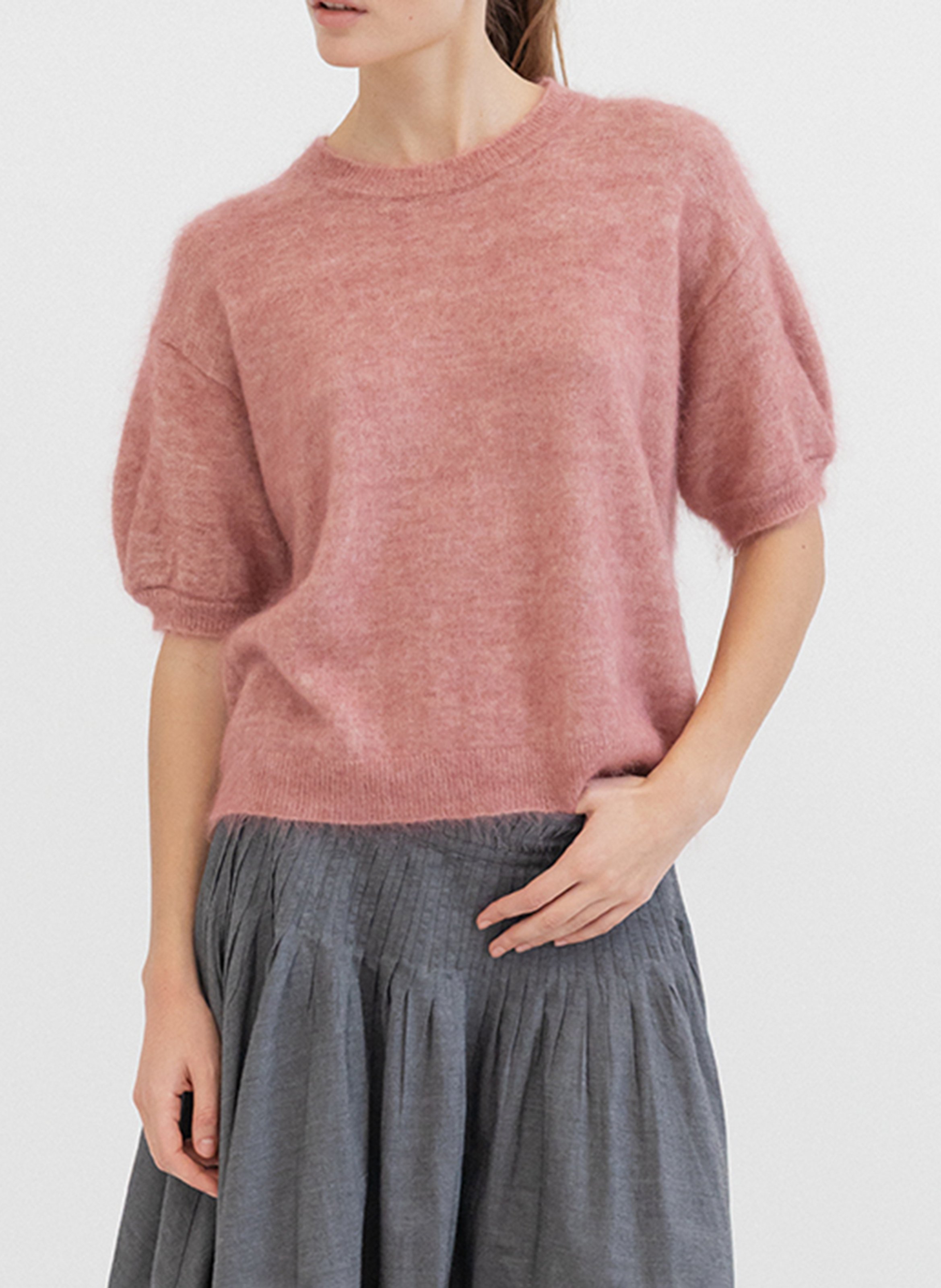 Short-sleeved wool blend sweater PROJECT-AJ117 Pink