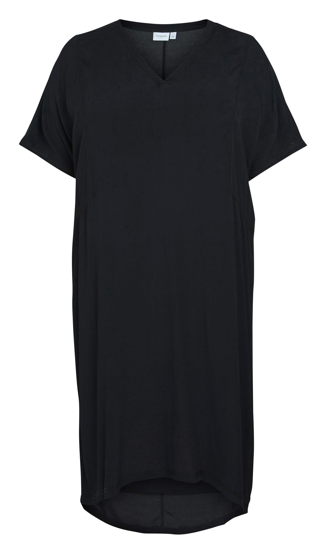 Robe tee-shirt courte col V  EVOKED Noir