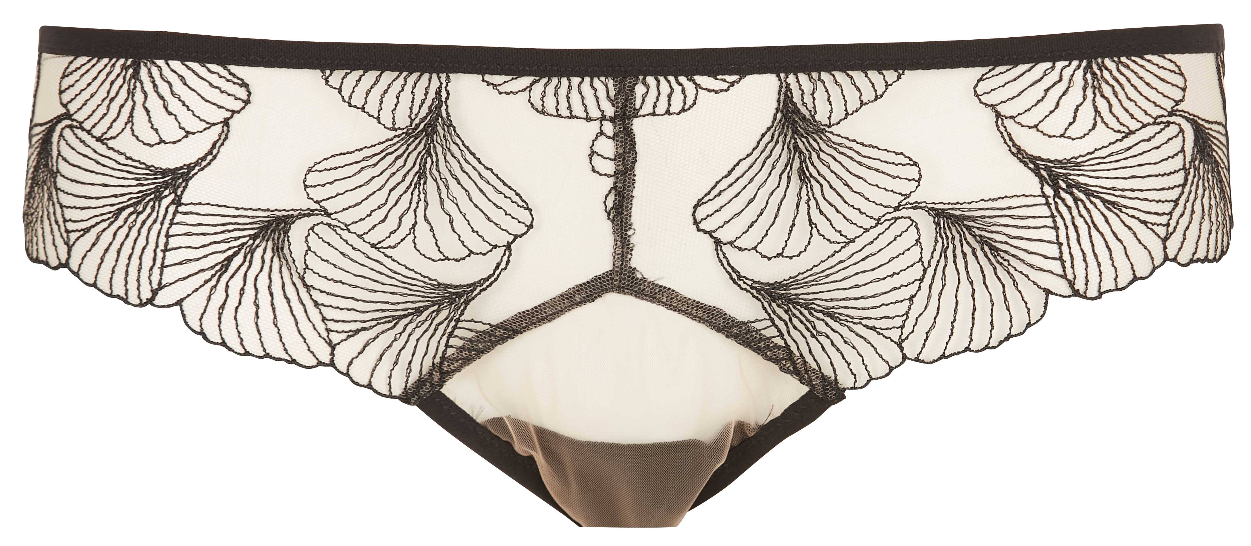 String mit Stickerei Schwarz