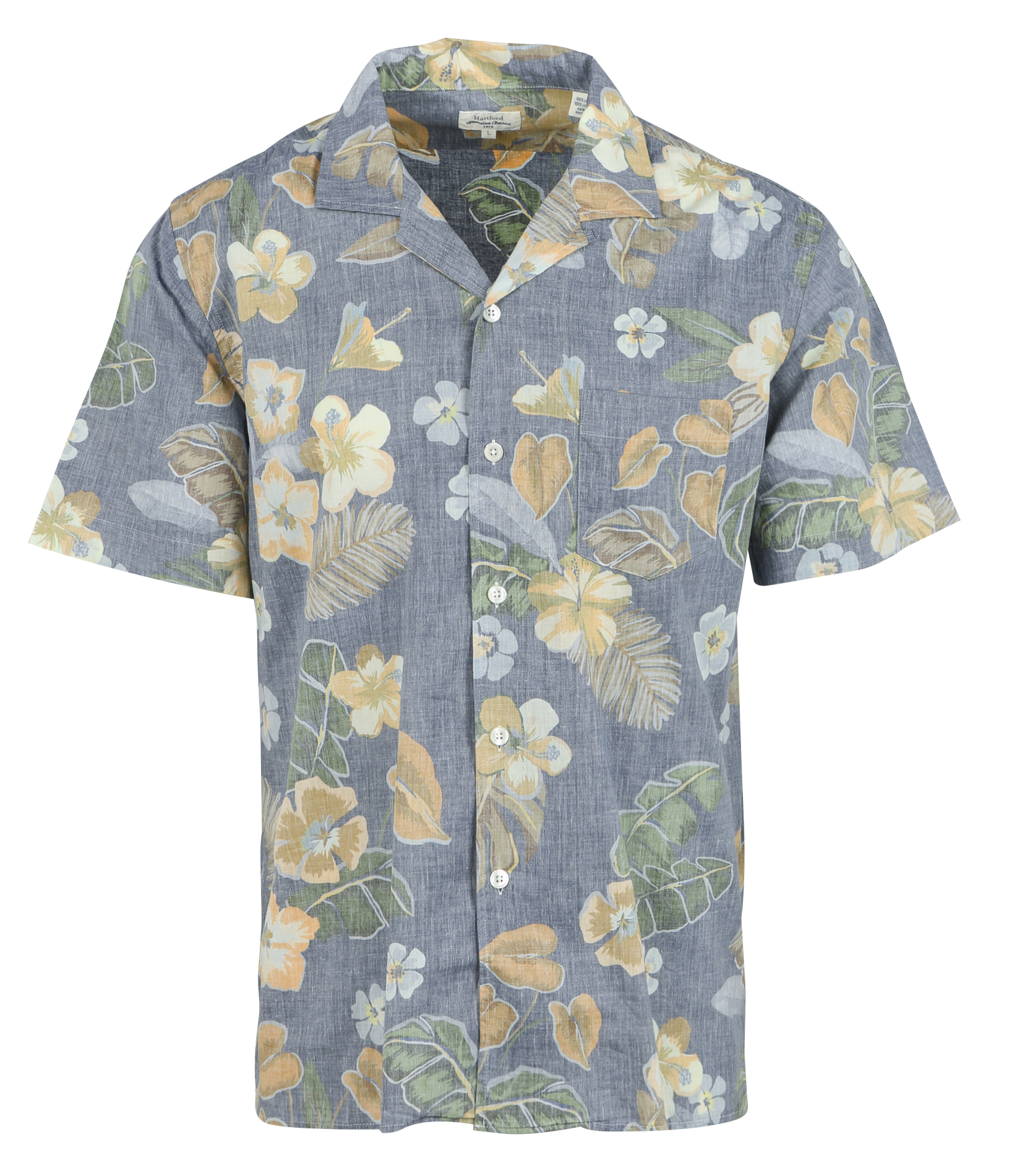 Chemise regular-fit à imprimé exotique en coton HARTFORD Bleu