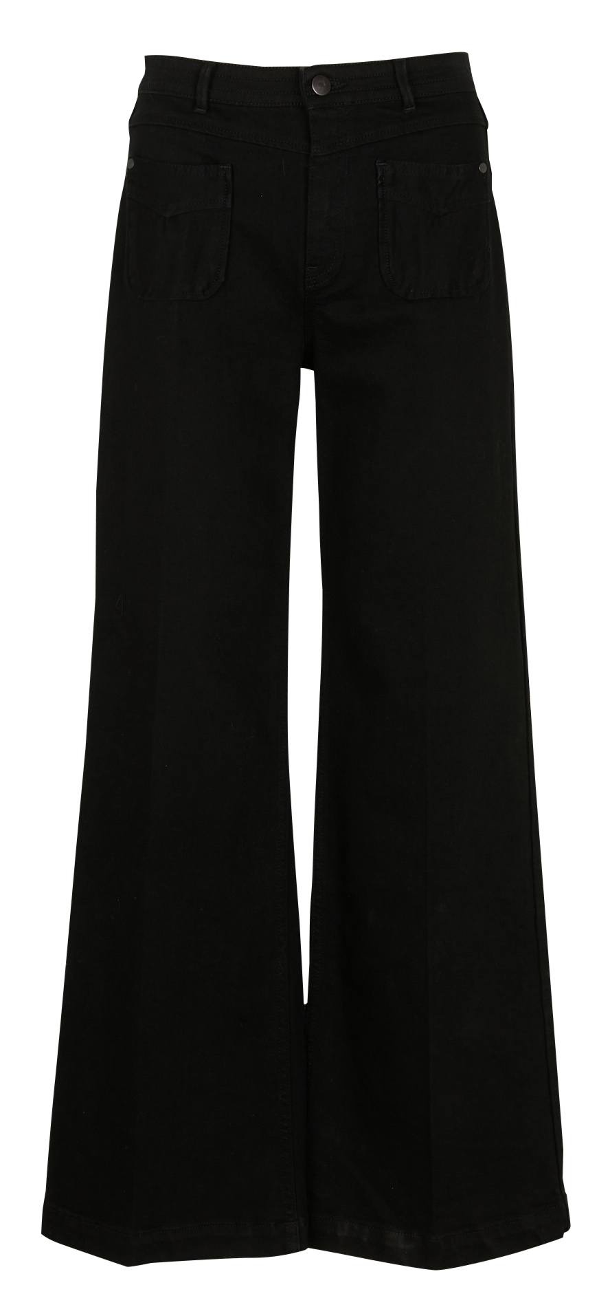 Wide leg cotton stretch jeans ONE STEP Black