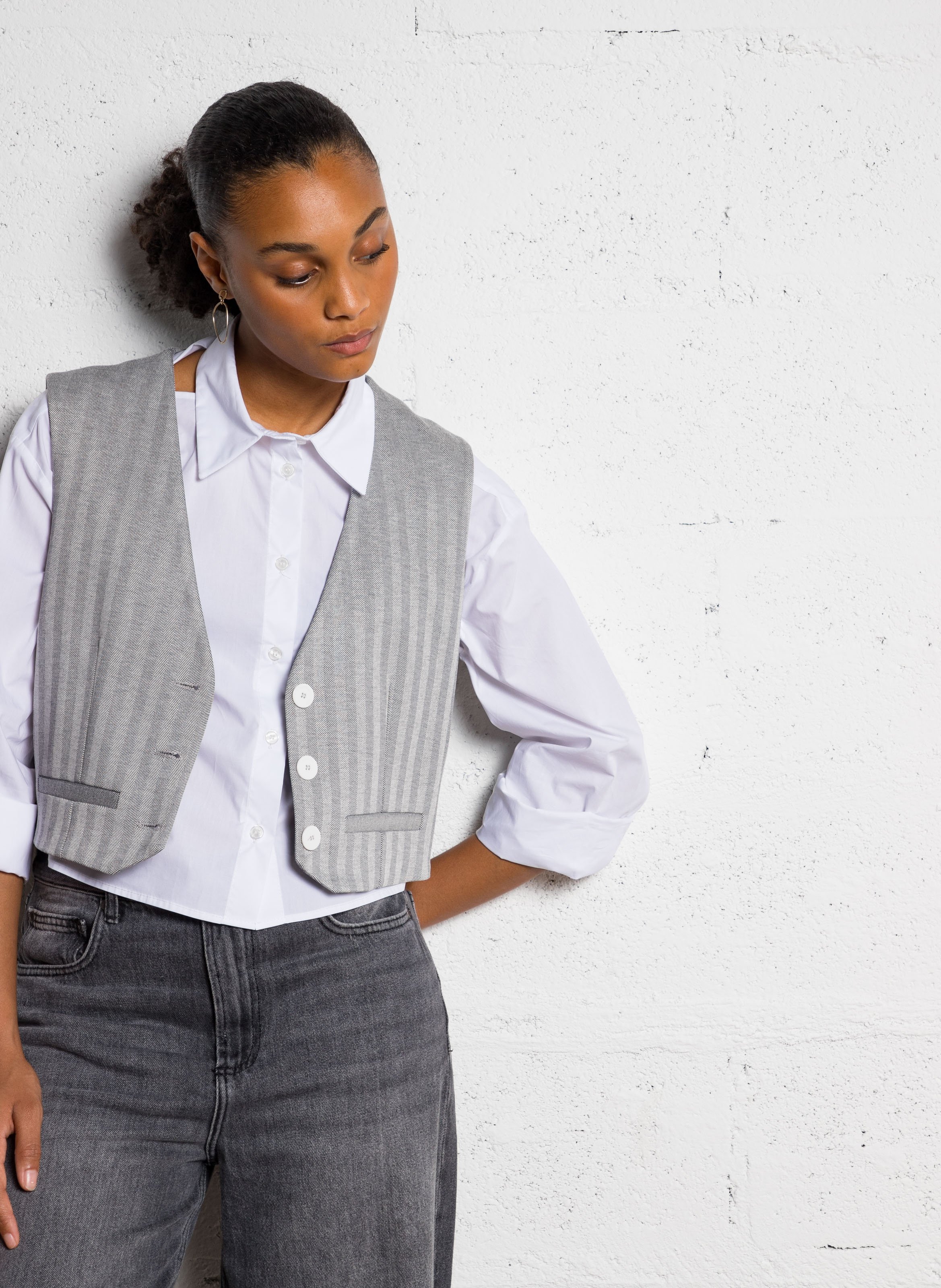 Ärmellose Weste mit V-Ausschnitt IMPERIAL Weiss