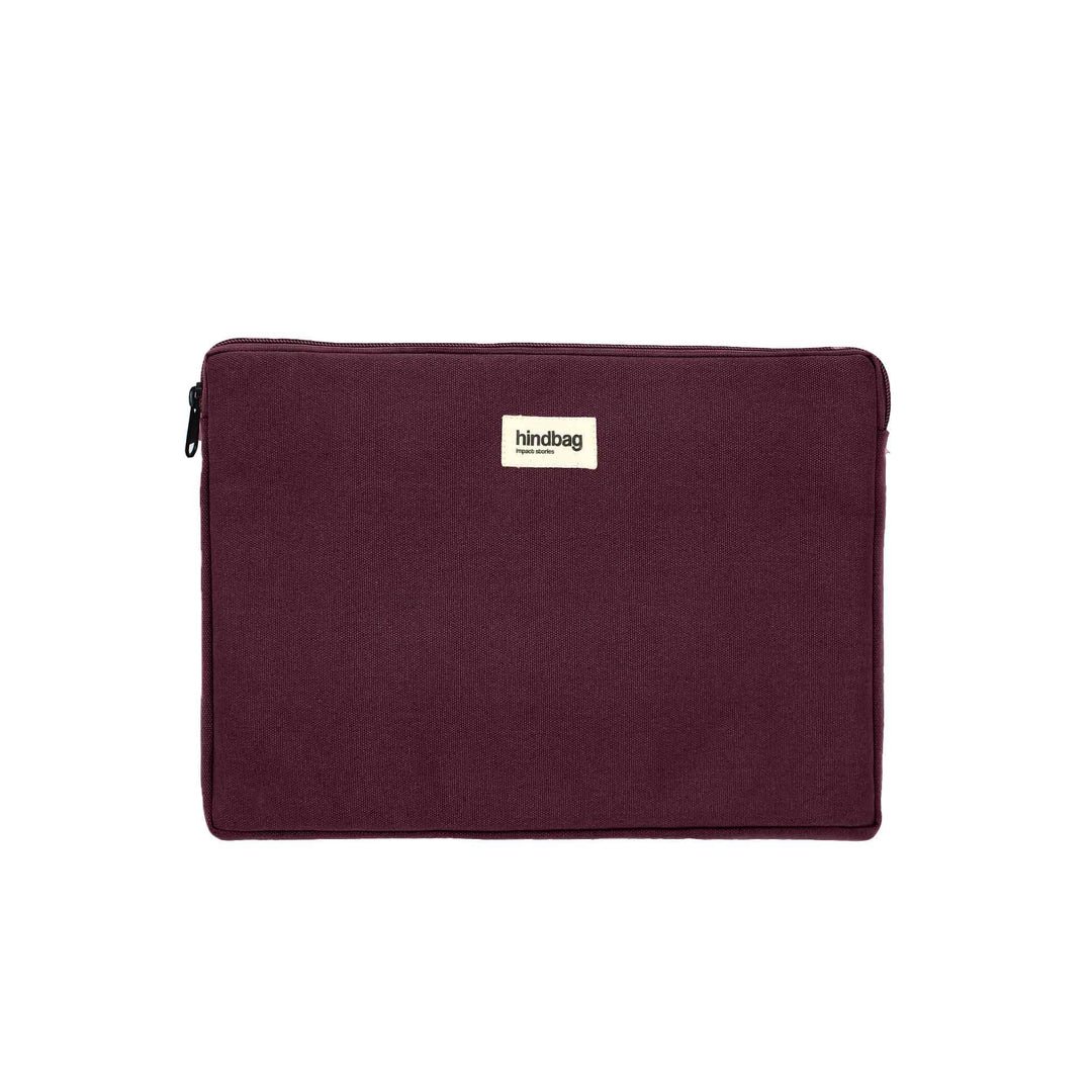 Computer sleeve in recycled wool with shock-absorbent foam AVA M Prune