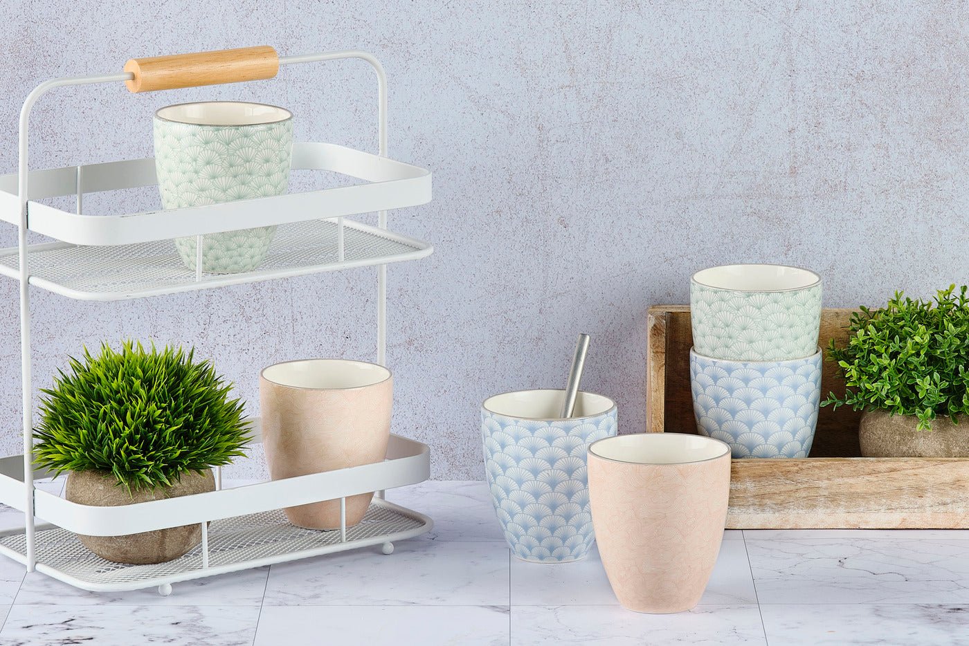 Pattern 30 cl mug - 6 pieces - dark blue BJORN Multicolored