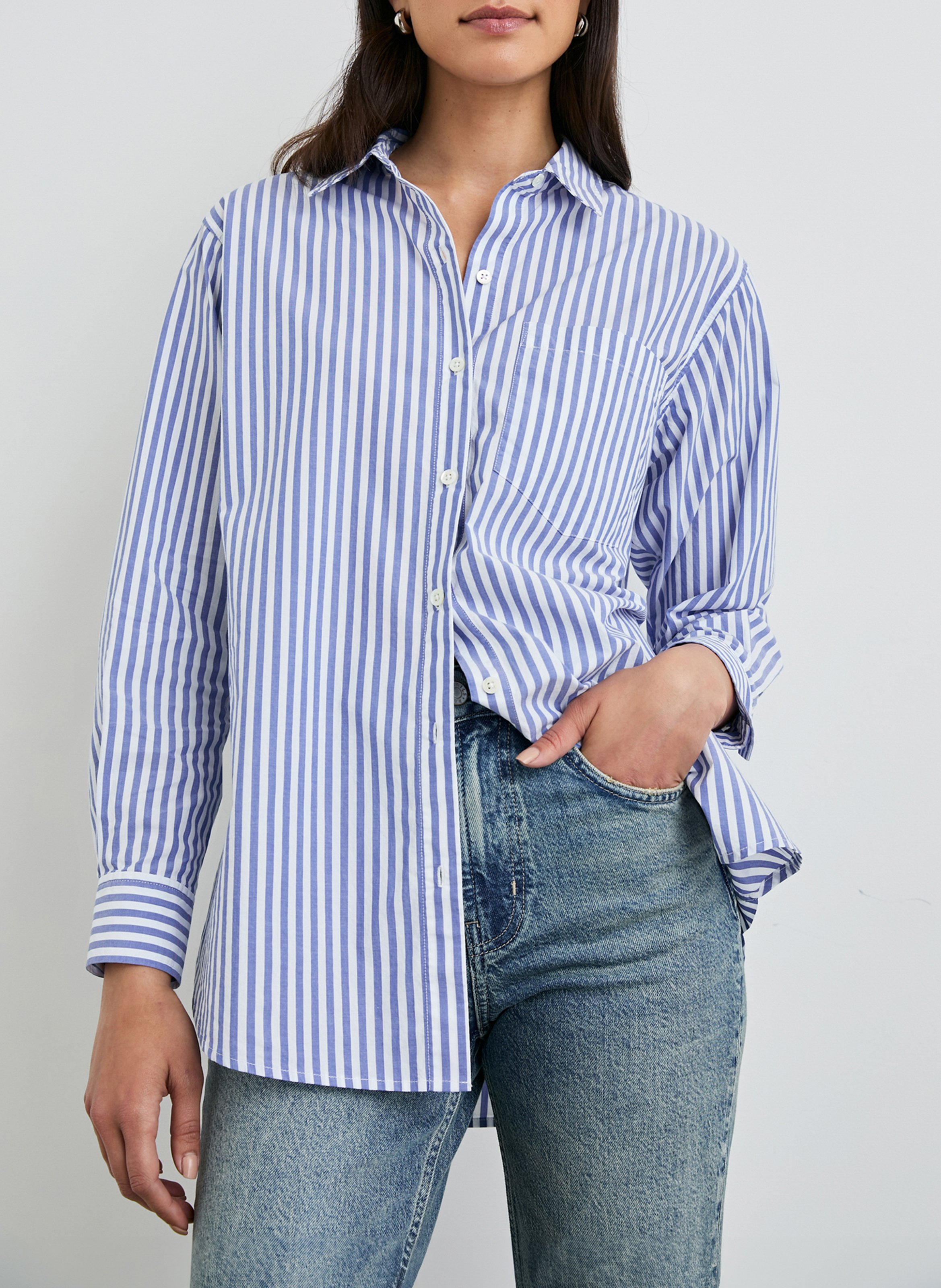 Chemise droite rayée en coton RAILS