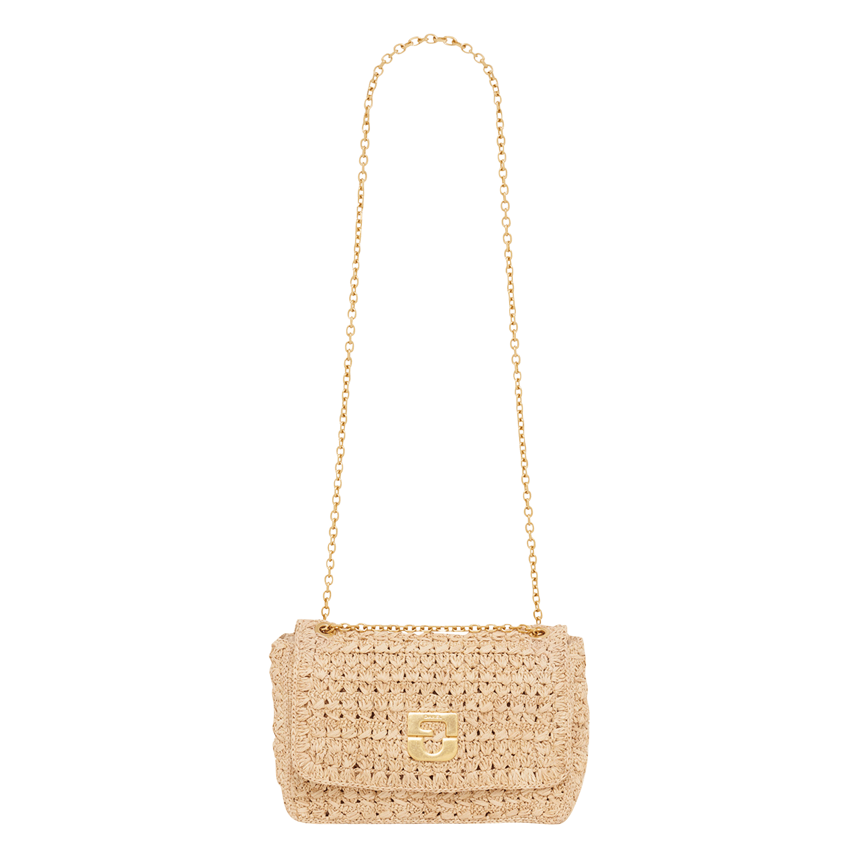 Sac bandoulière à rabat en raphia GERARD DAREL Beige