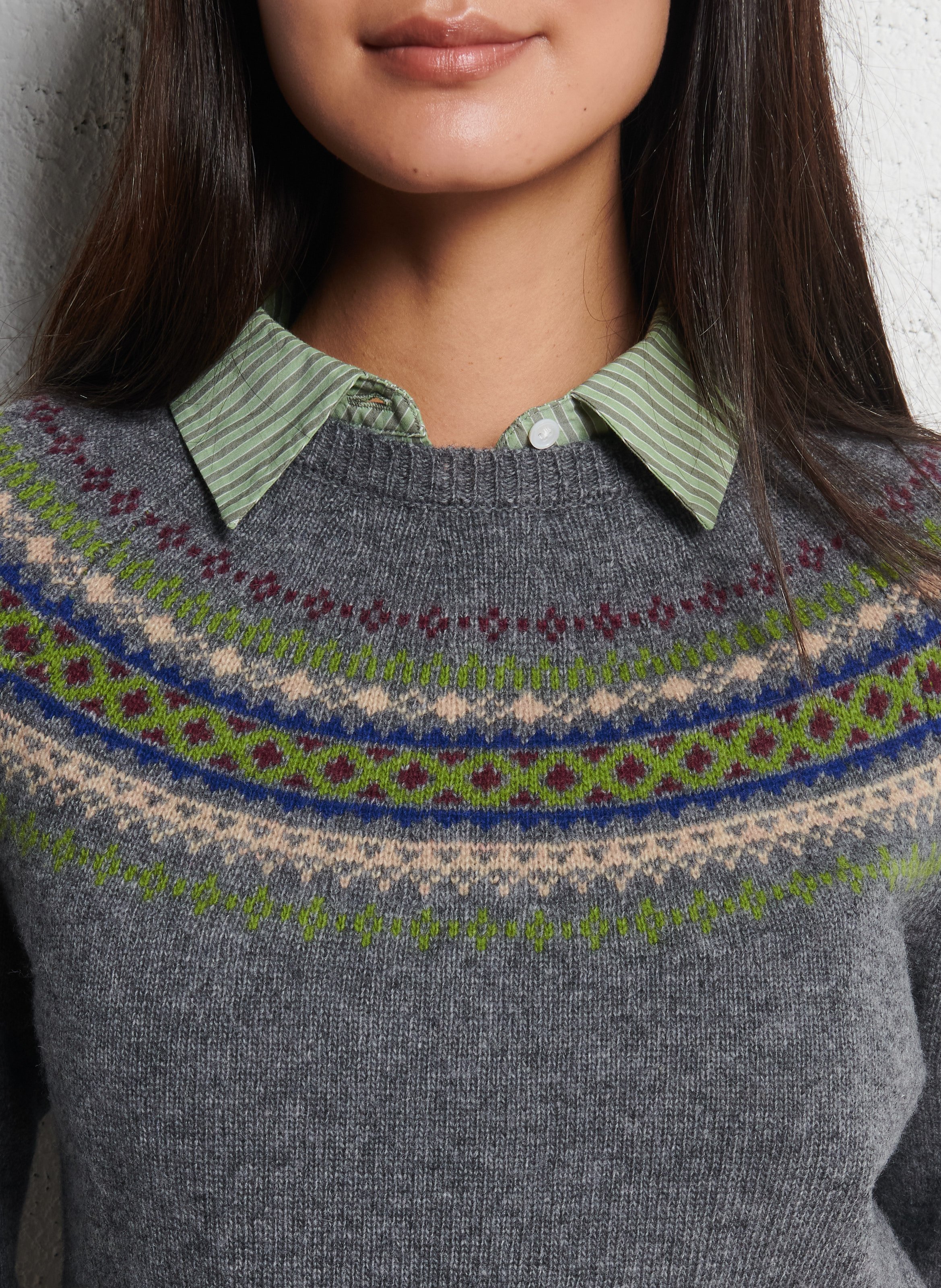 Pull droit en laine mélangée  NICE THINGS Gris