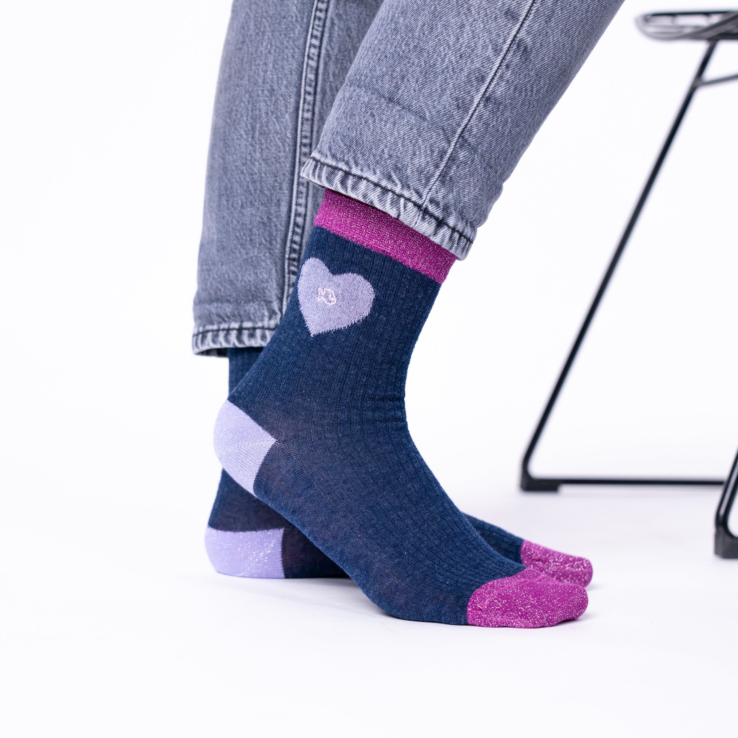 Combed cotton heart socks BILLYBELT Blue