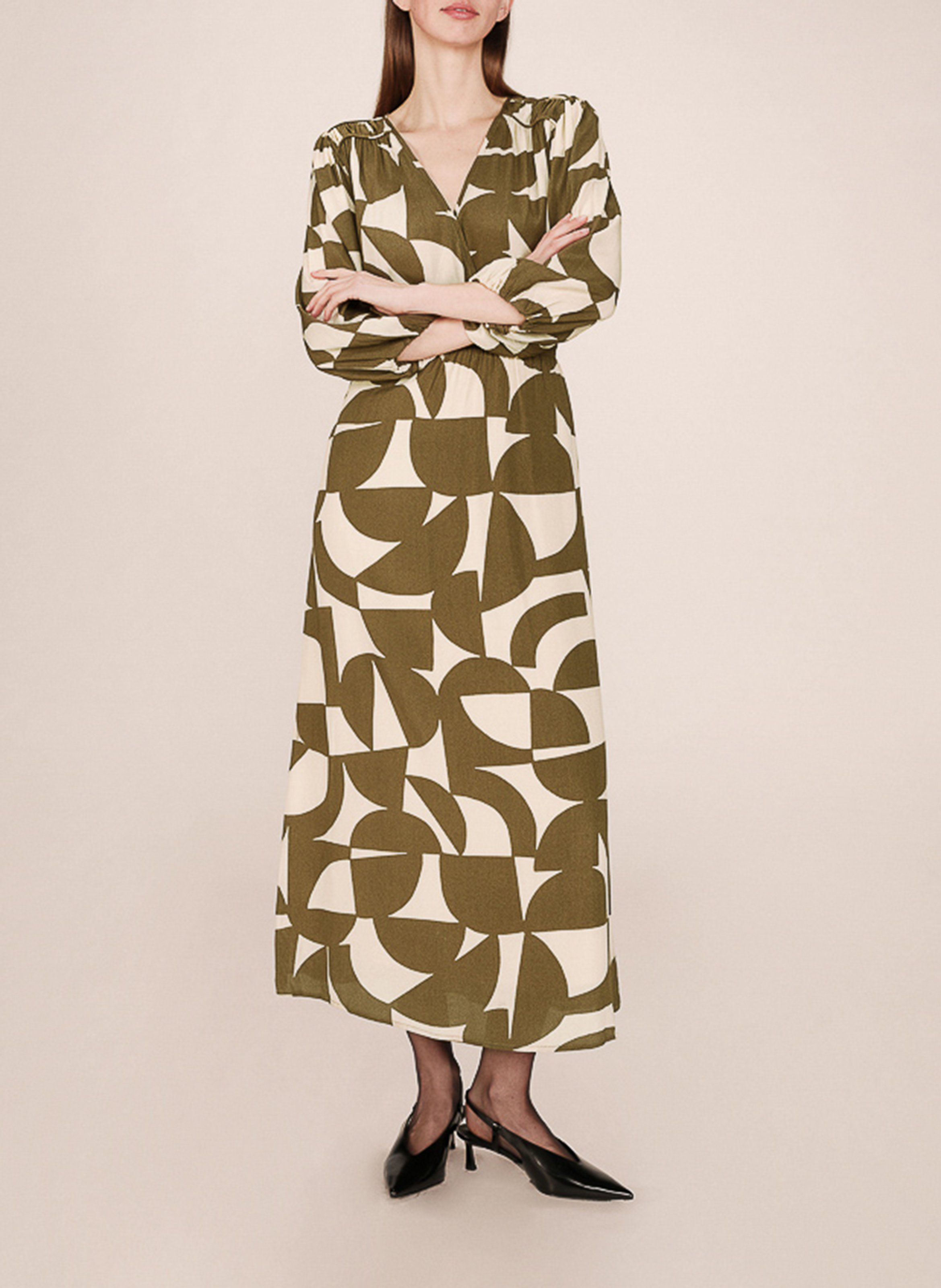 Lange jurk met V-hals en print GRACE ET MILA