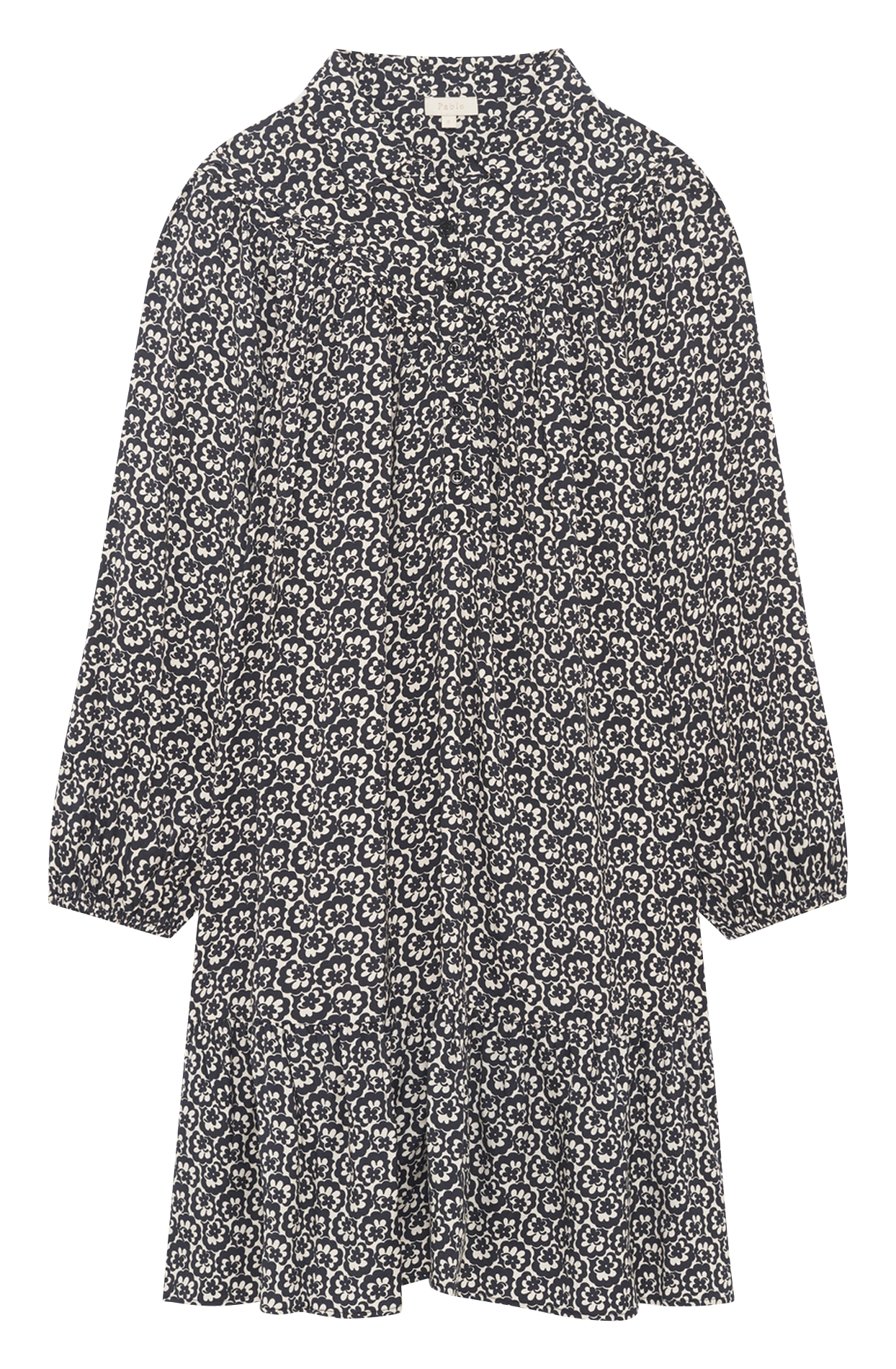 Robe courte imprimée col chemise PABLO Noir