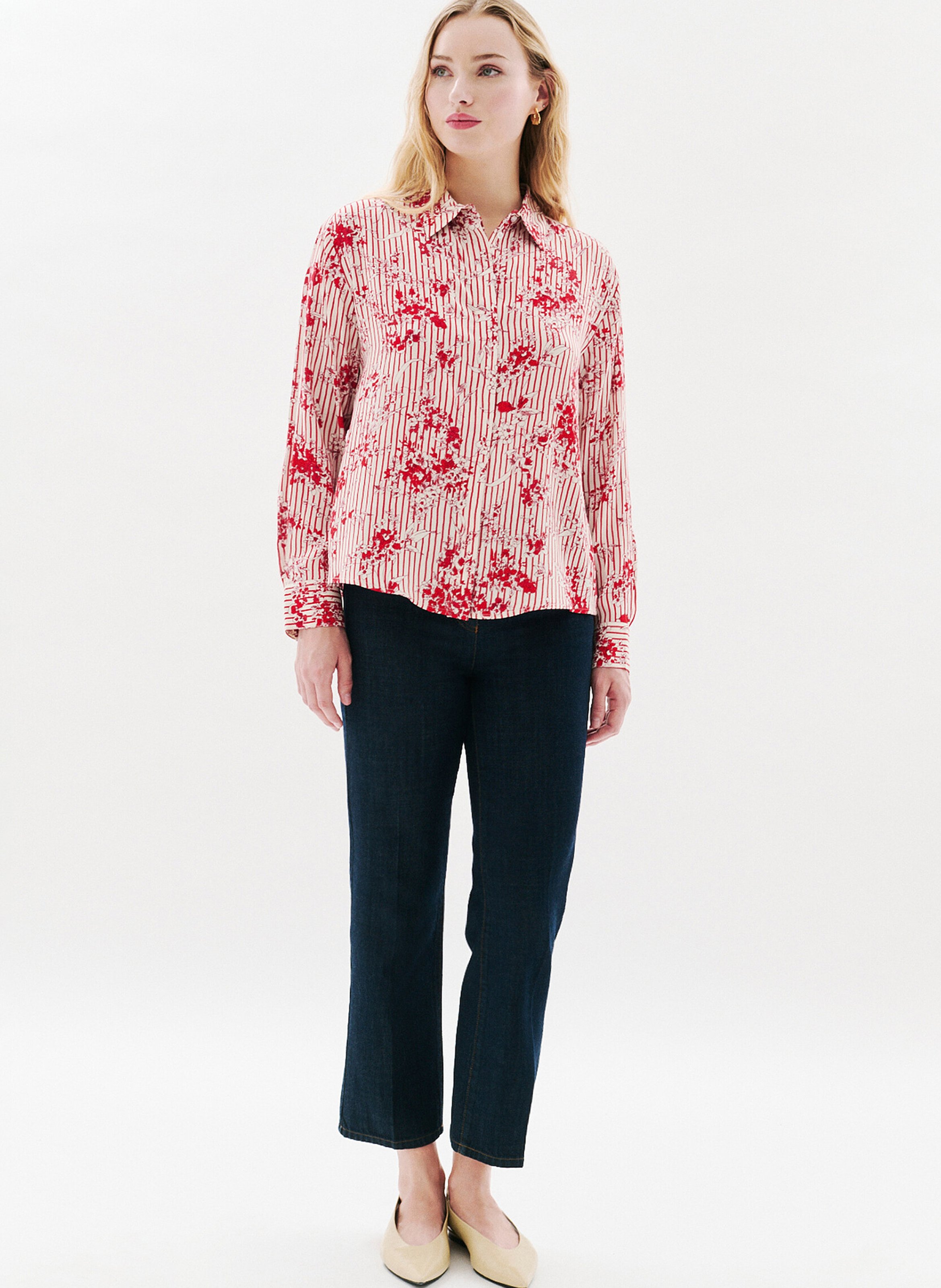 Chemise col classique imprimée CAROLL Beige