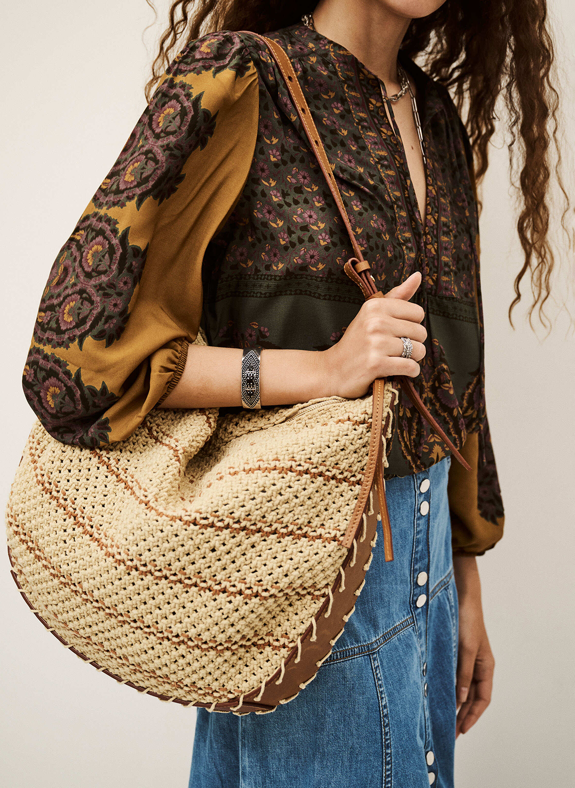 Sac porté épaule en coton mélangé  BA&SH Marron