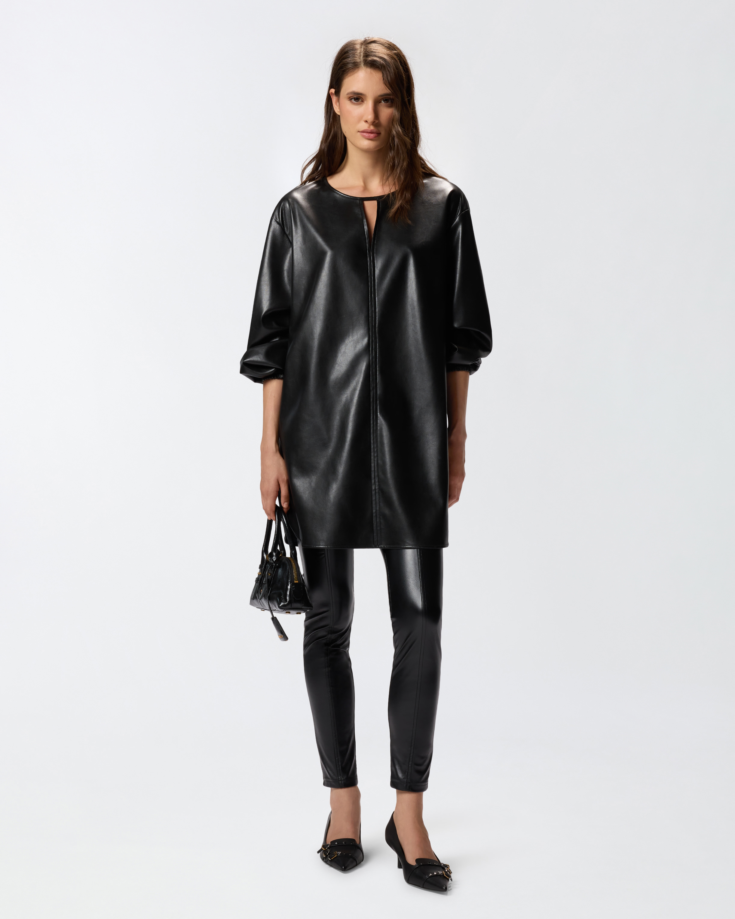 Short faux leather dress PINKO Black