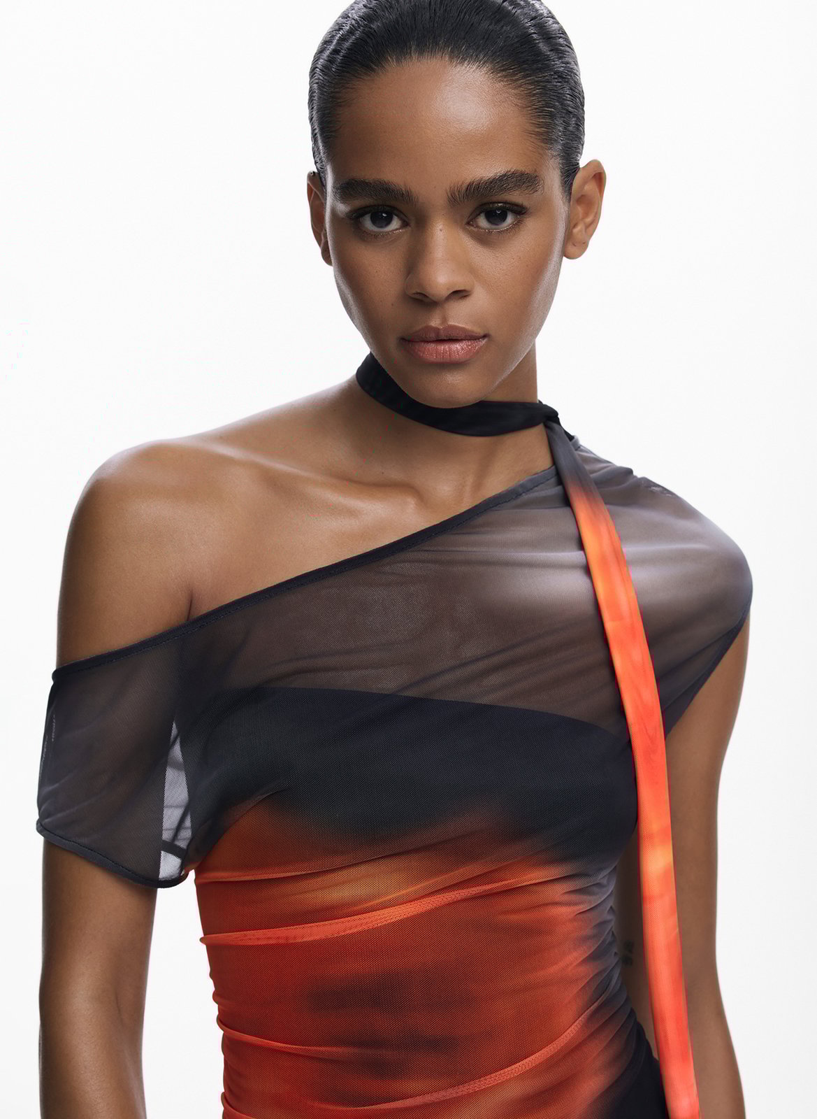 Robe mi-longue imprimée en mousseline DESIGUAL Noir