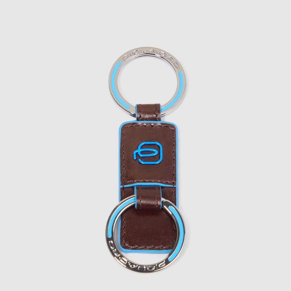 Leather keychain with two rings PIQUADRO Brown