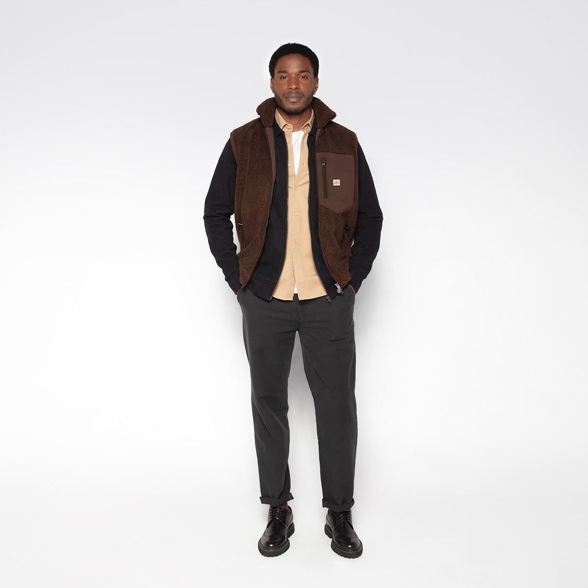 Solid Sleeveless Fleece SERGE BLANCO Brown