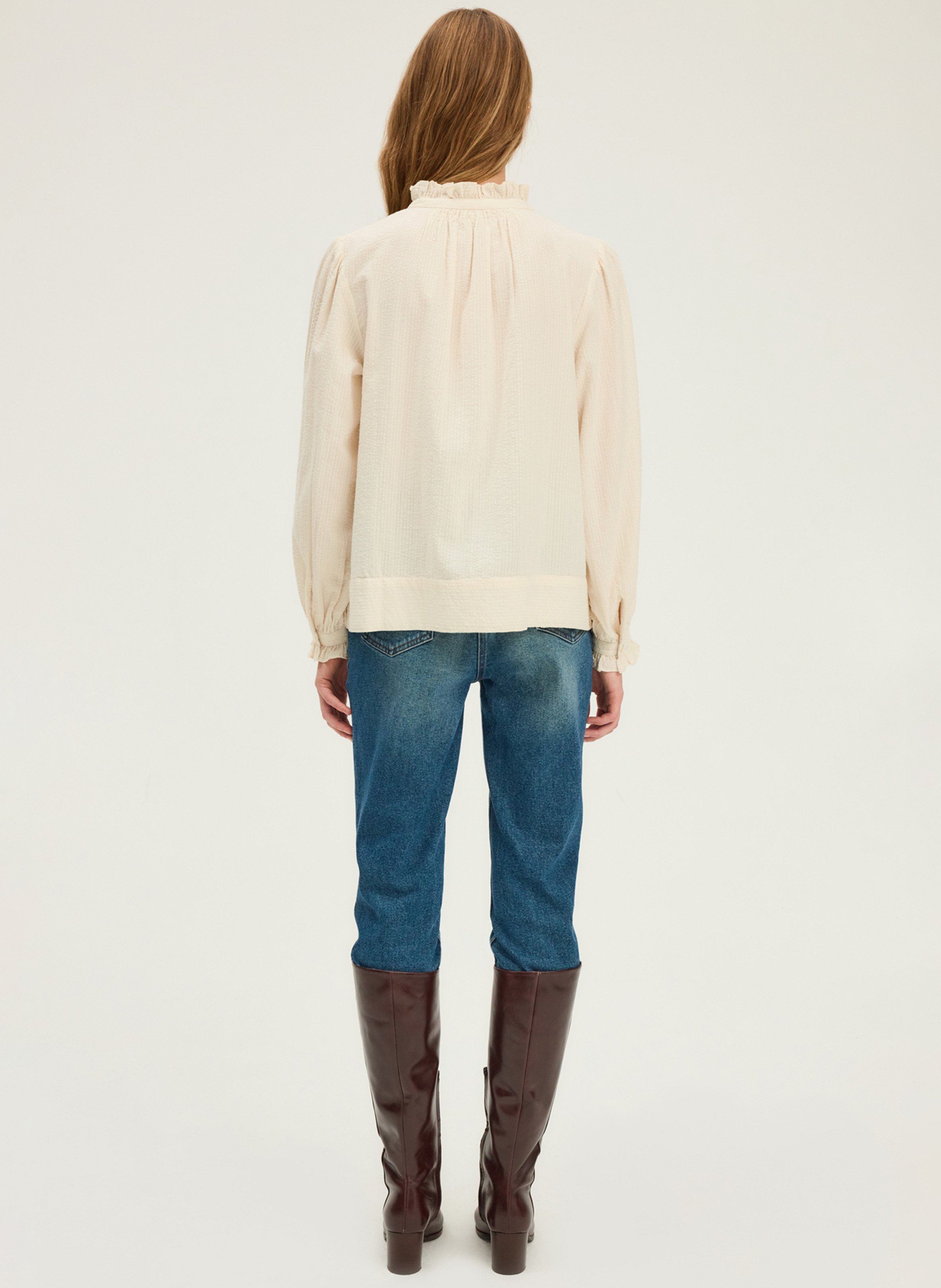 Blouse col rond en coton PABLO Beige