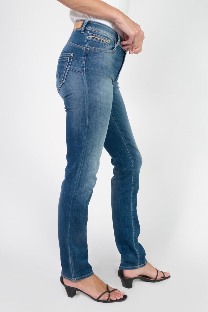 High-waisted straight push-up jeans, length 34 LE TEMPS DES CERISES Blue