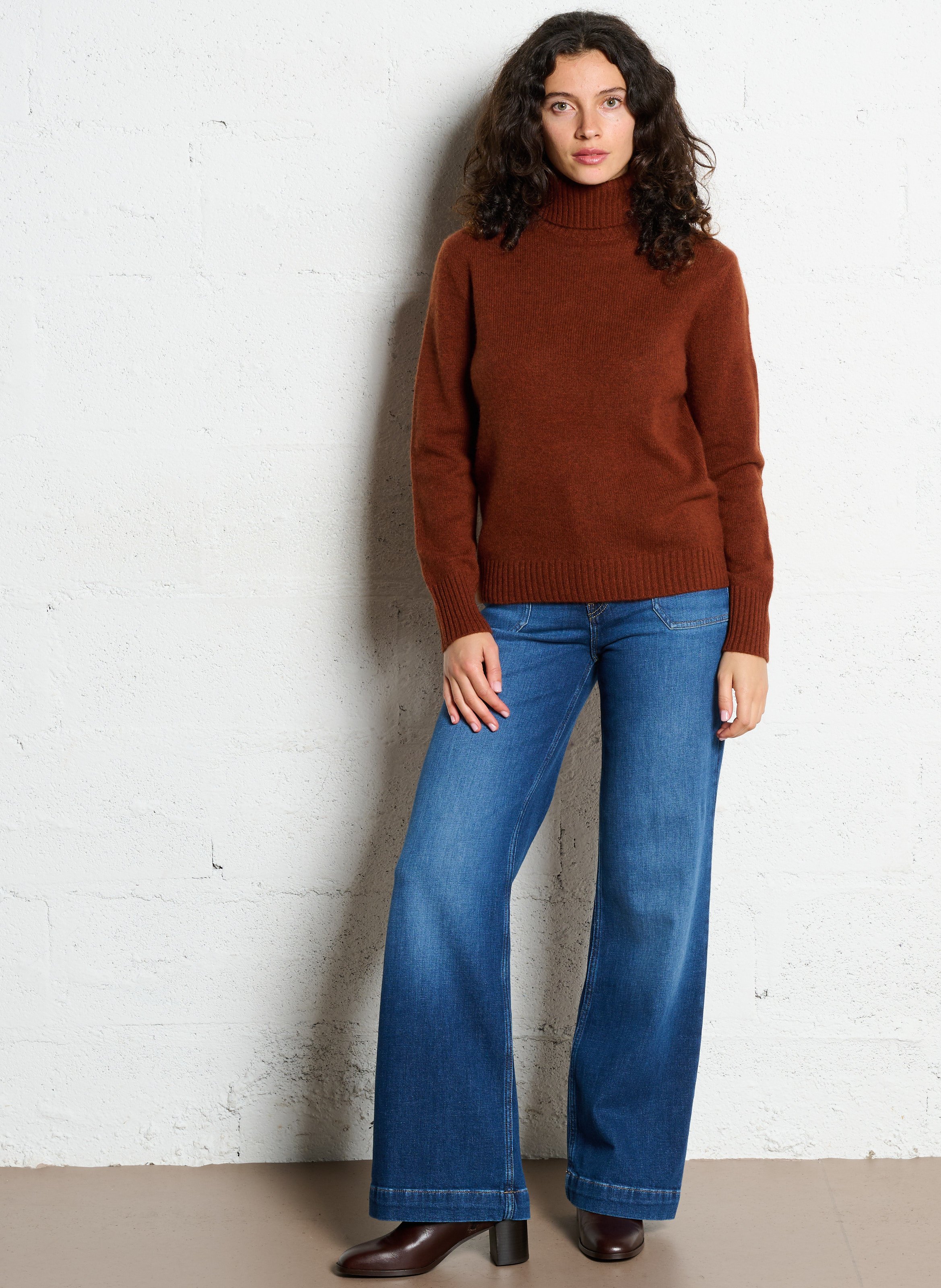 Pull droit col roulé en cachemire MAISON 123 Rouge