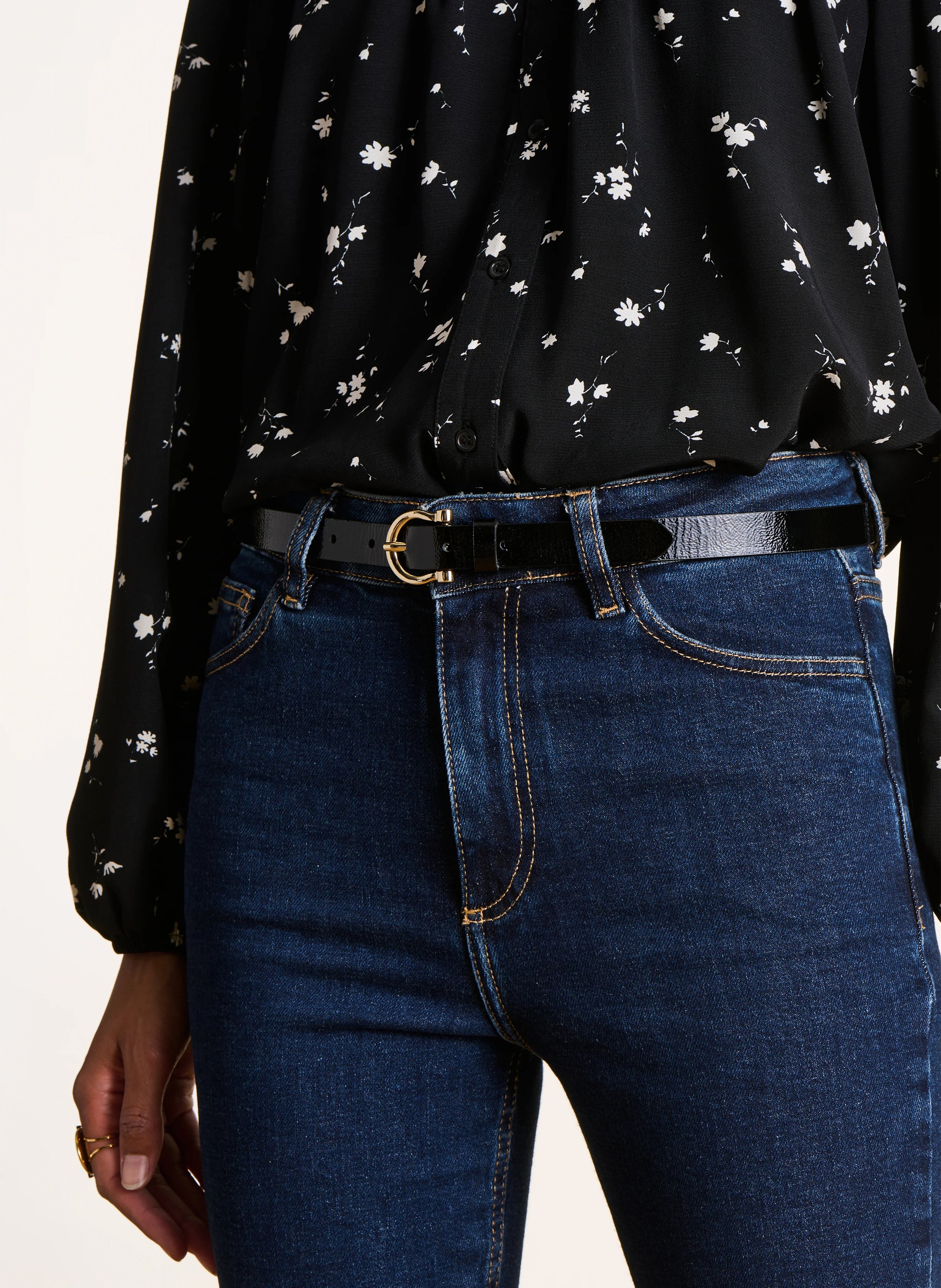 Organic cotton cropped jeans LA FEE MARABOUTEE Blue