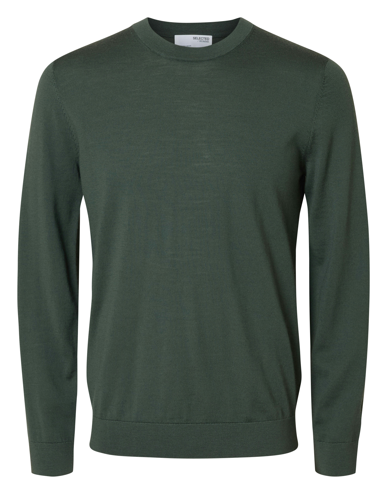 Pull col rond en laine  SELECTED Vert