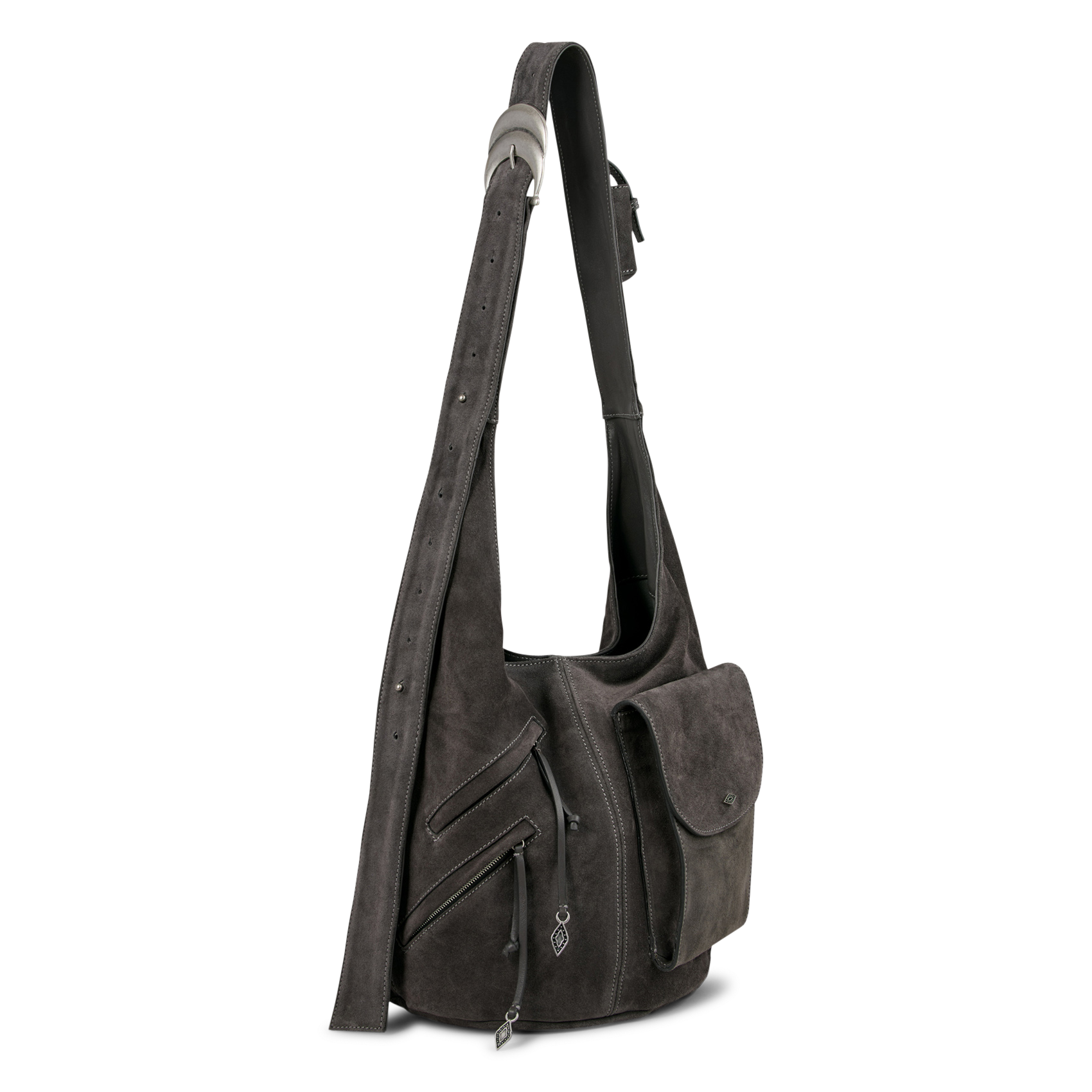 Schoudertas met meerdere zakken van leer BA&SH Grijs