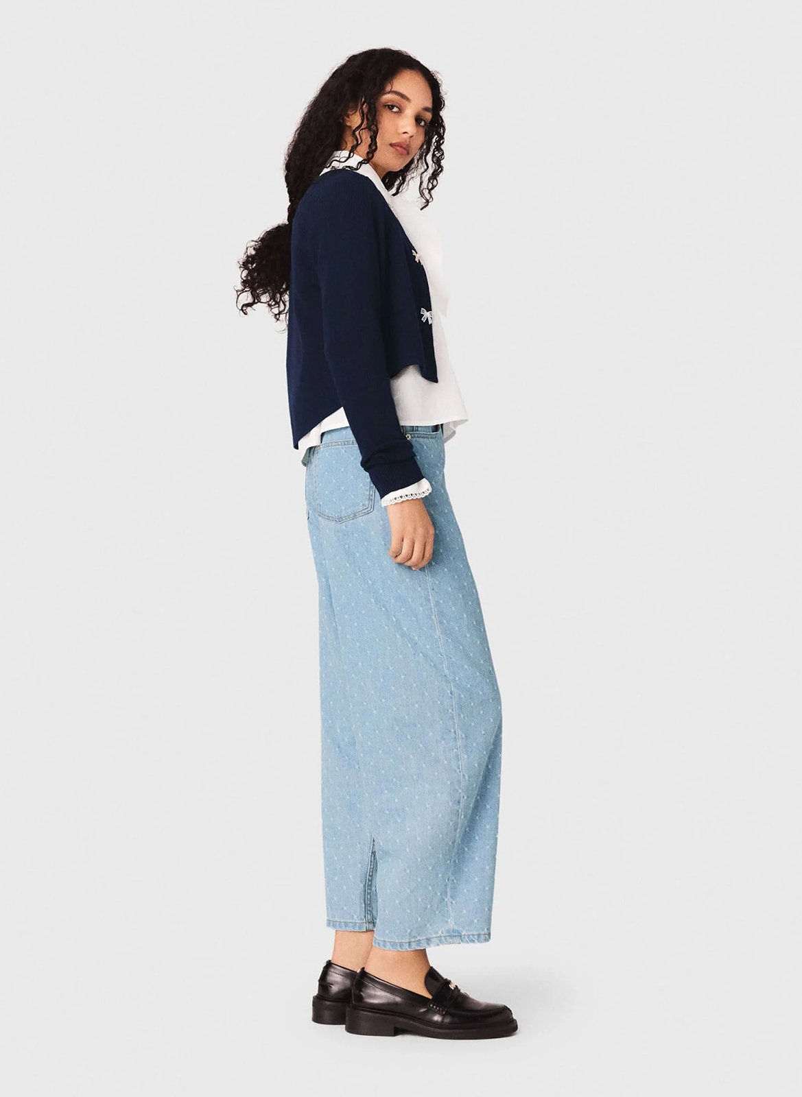 Rechte ronde hals cardigan van wol MAJE Blauw