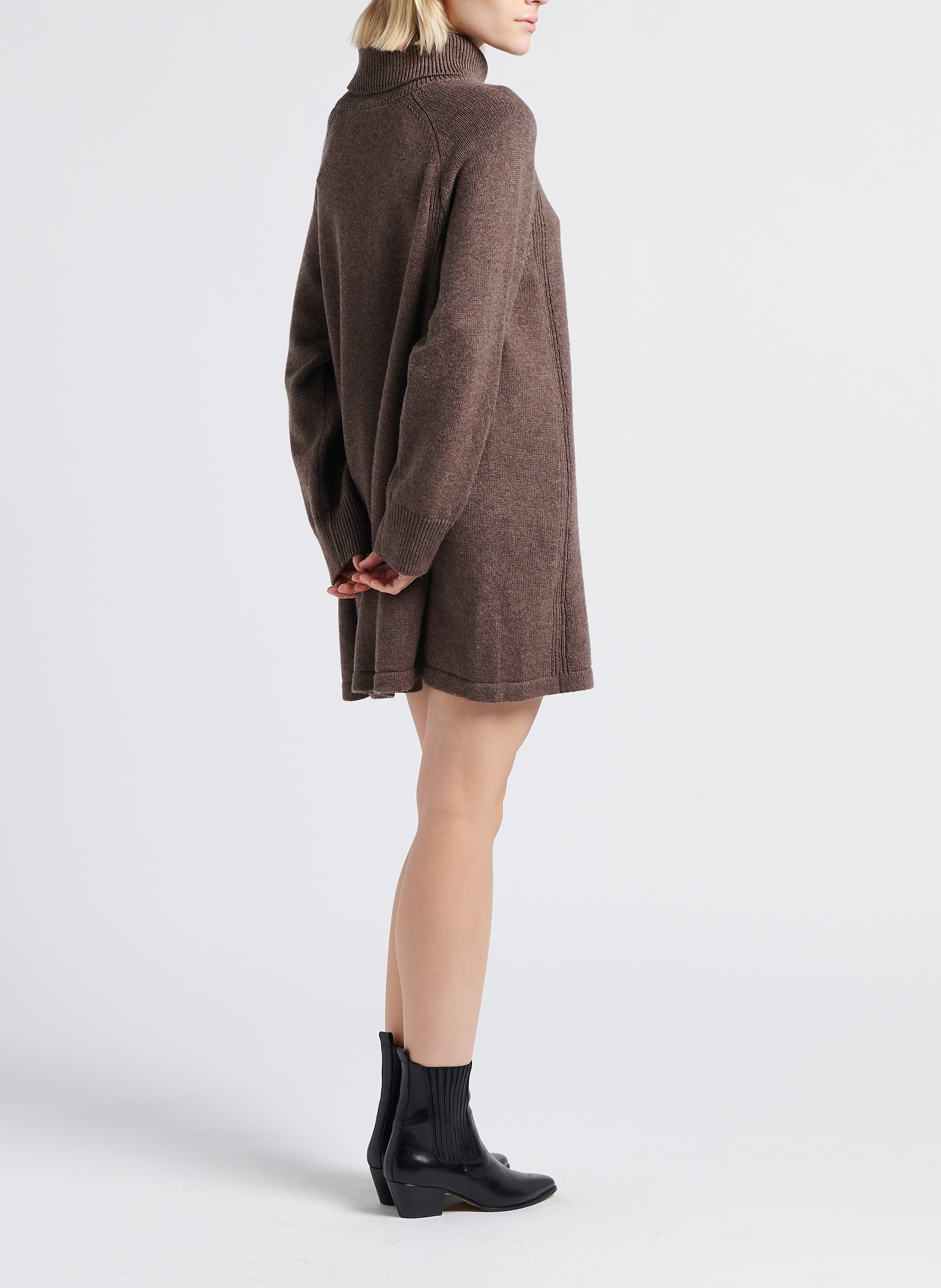 Short wool and cotton turtleneck dress BA&SH Brown