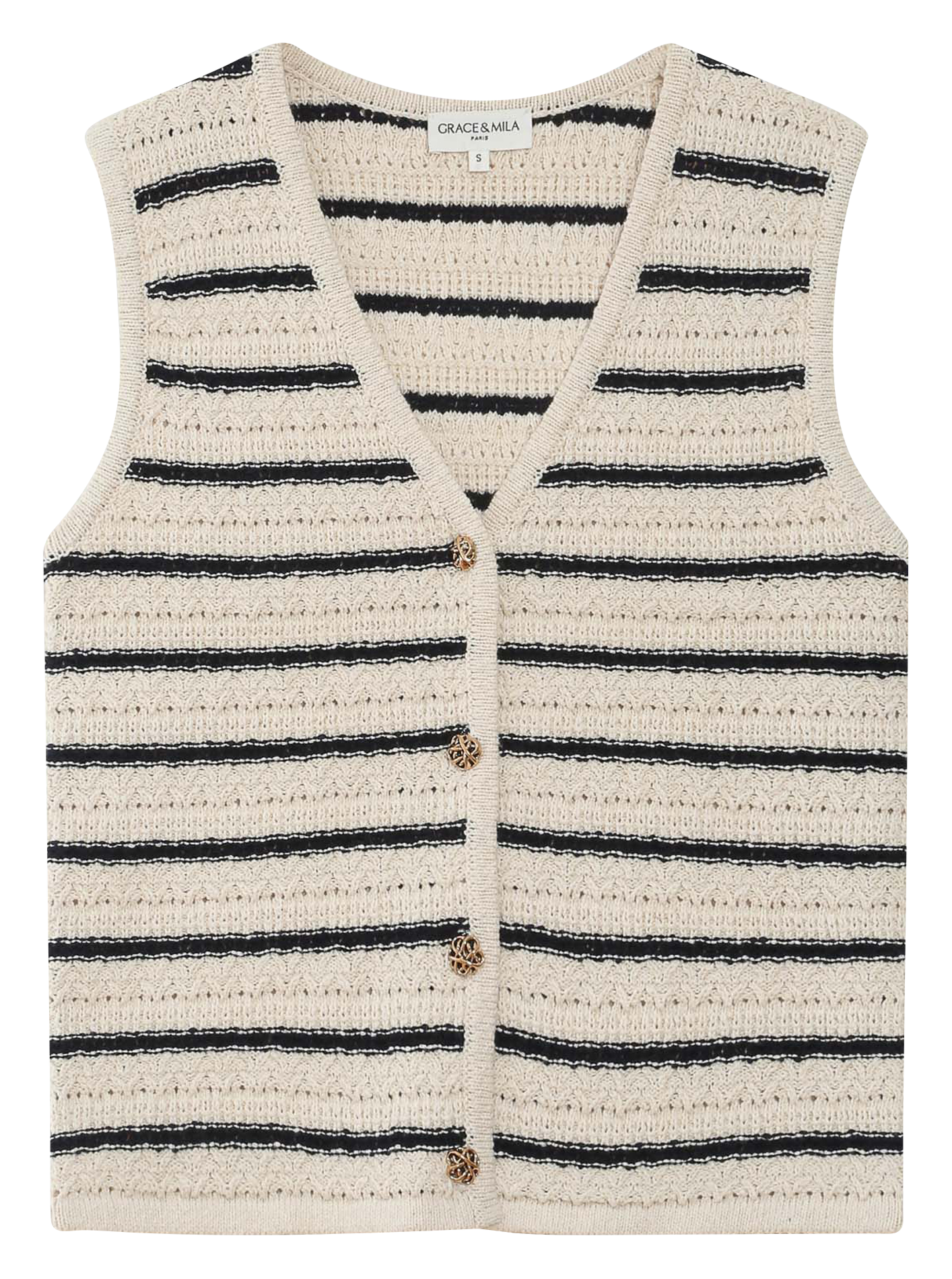 Top col v  GRACE ET MILA Blanc