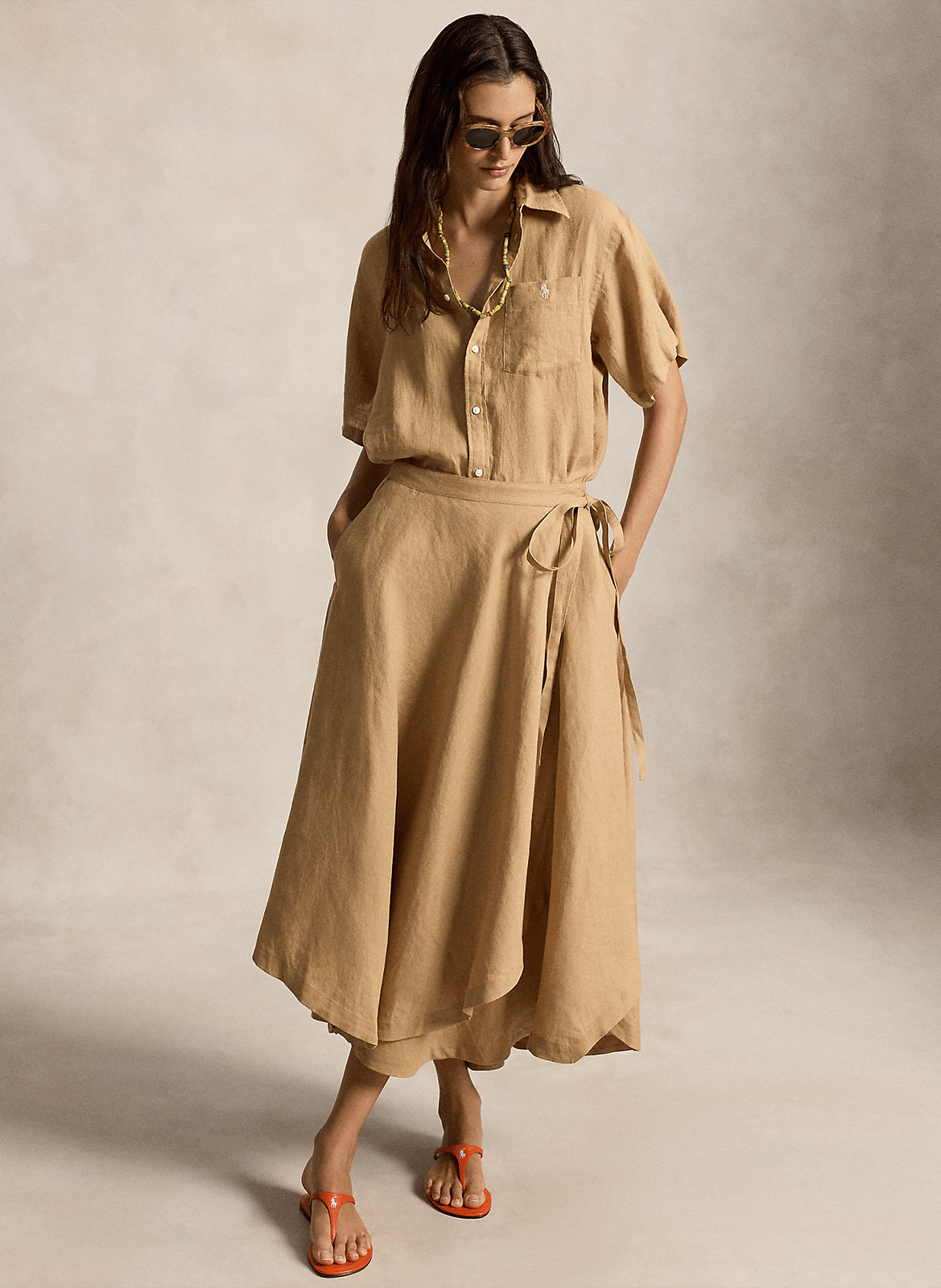 Langer Leinenrock POLO RALPH LAUREN Beige