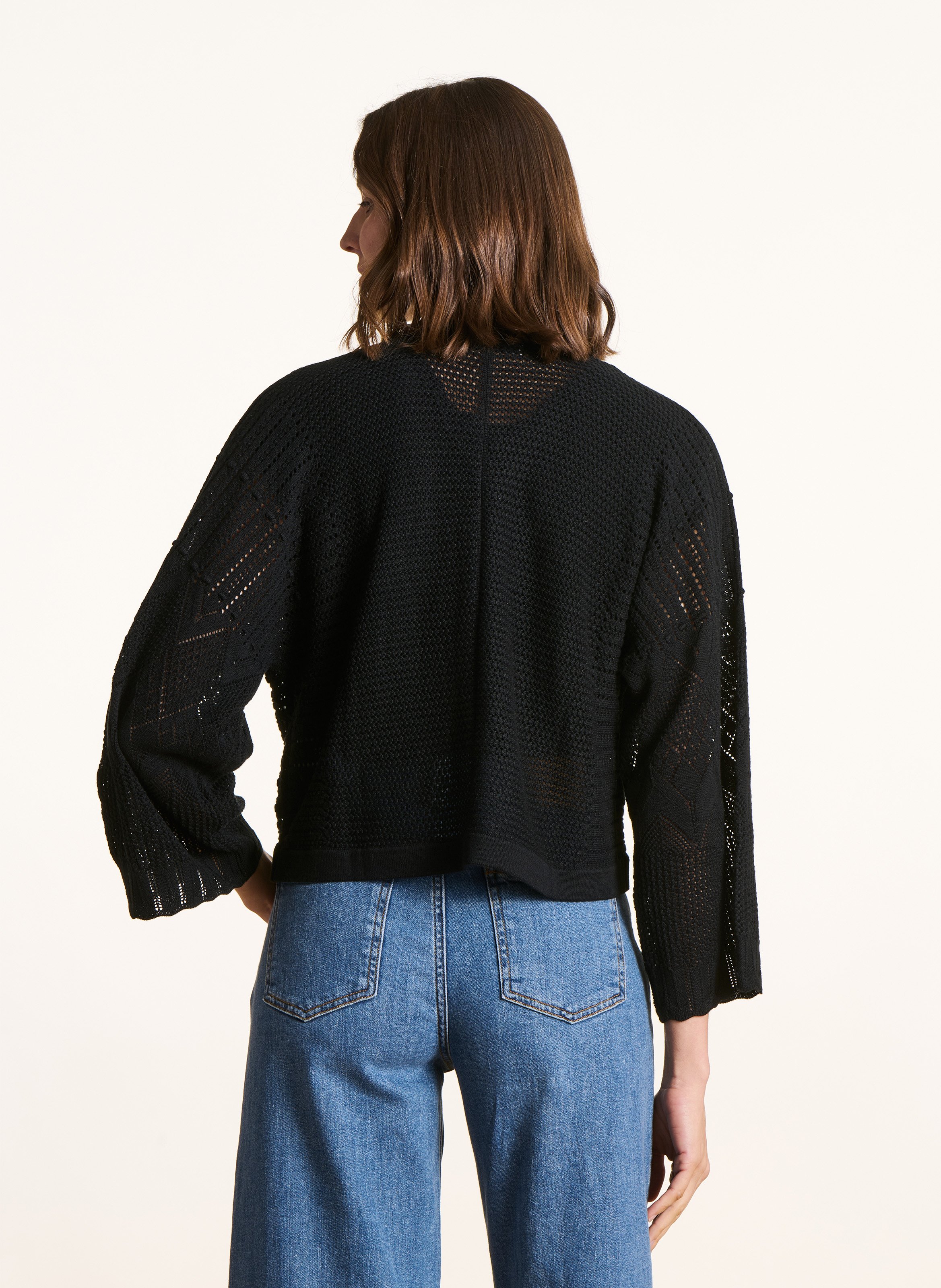 Gilet en maille ajourée LA FEE MARABOUTEE Noir