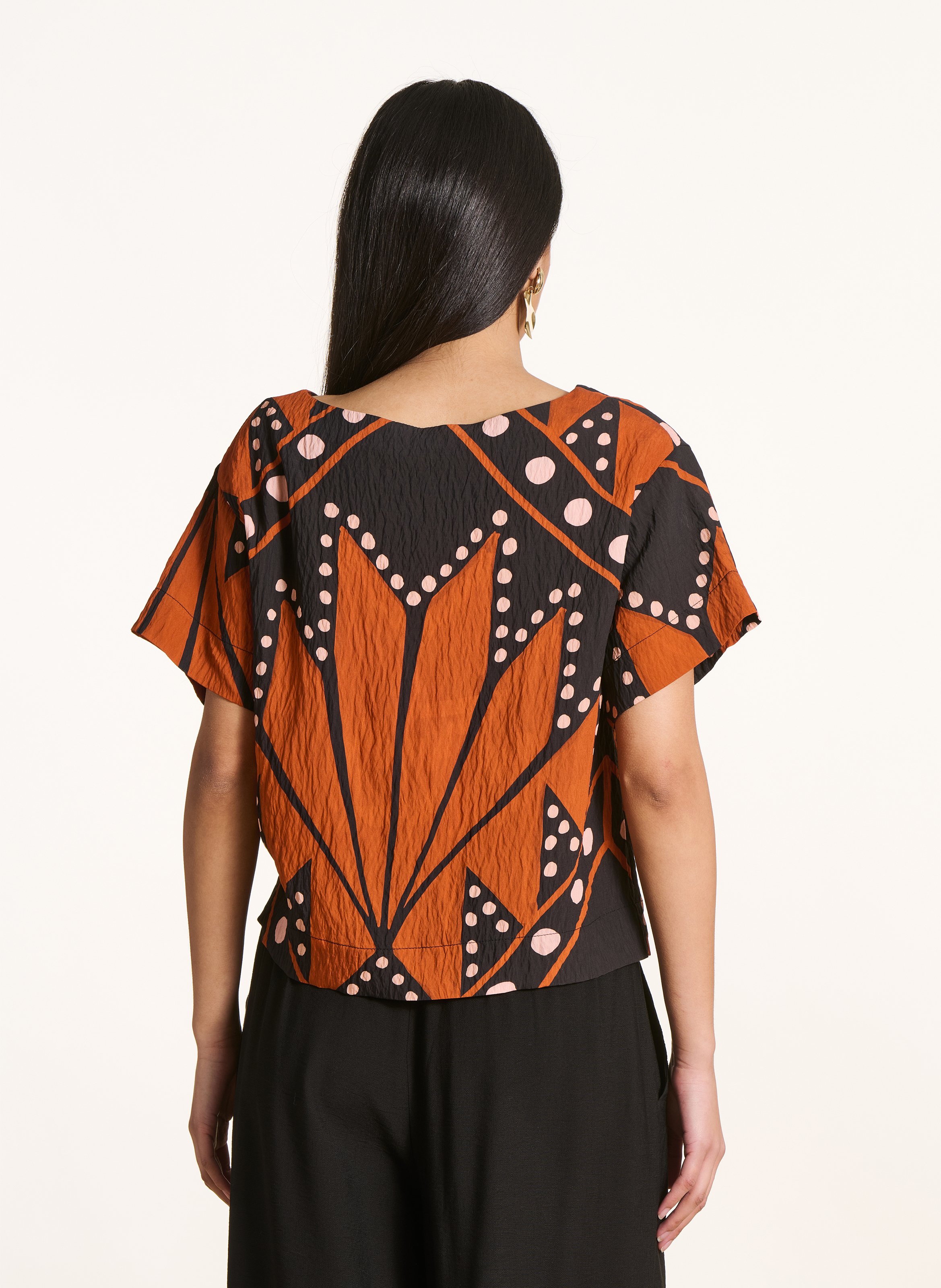 Top droit col bateauimprimé LA FEE MARABOUTEE Multicolore