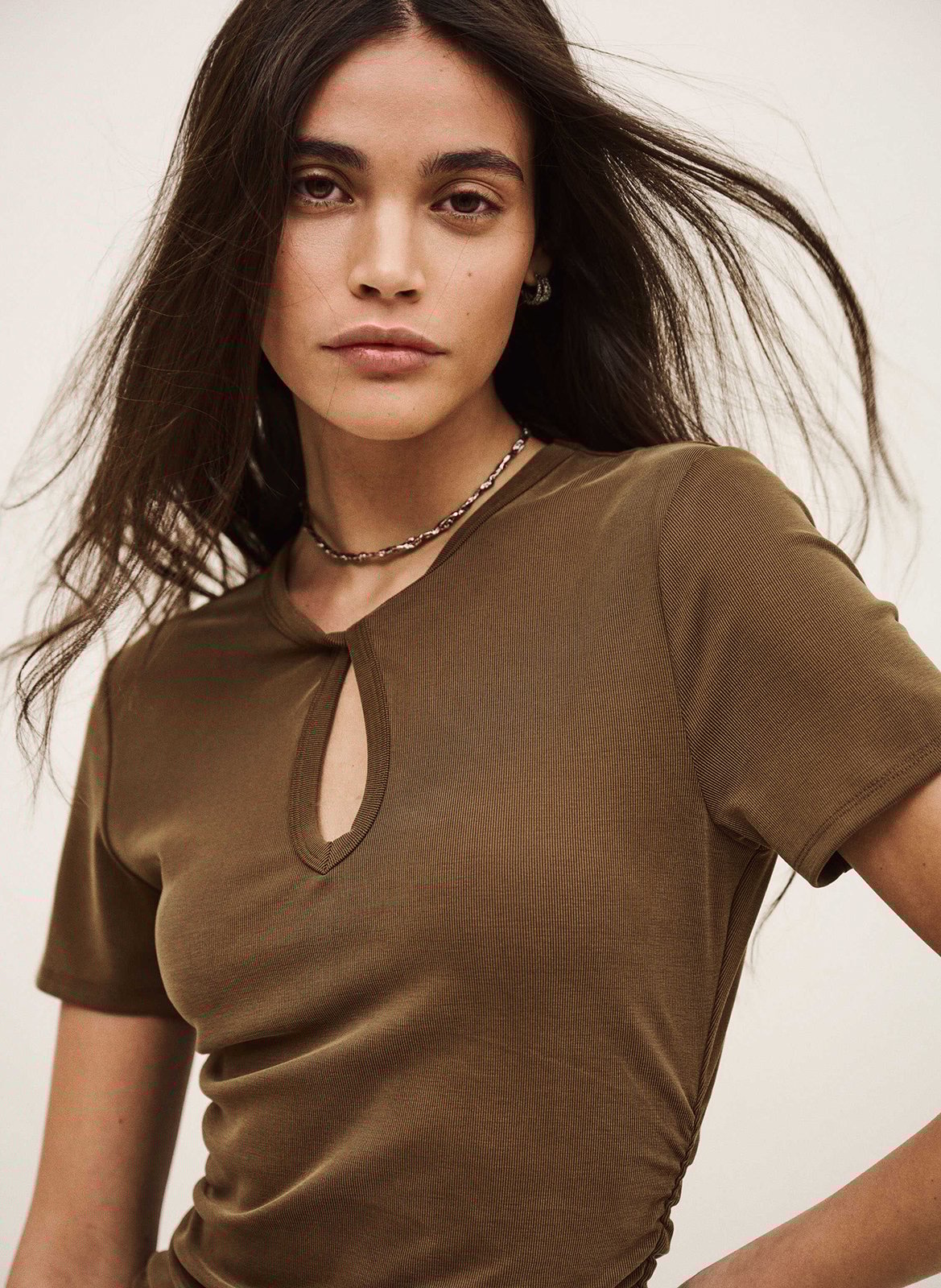 Robe courte col rond  BA&SH Marron