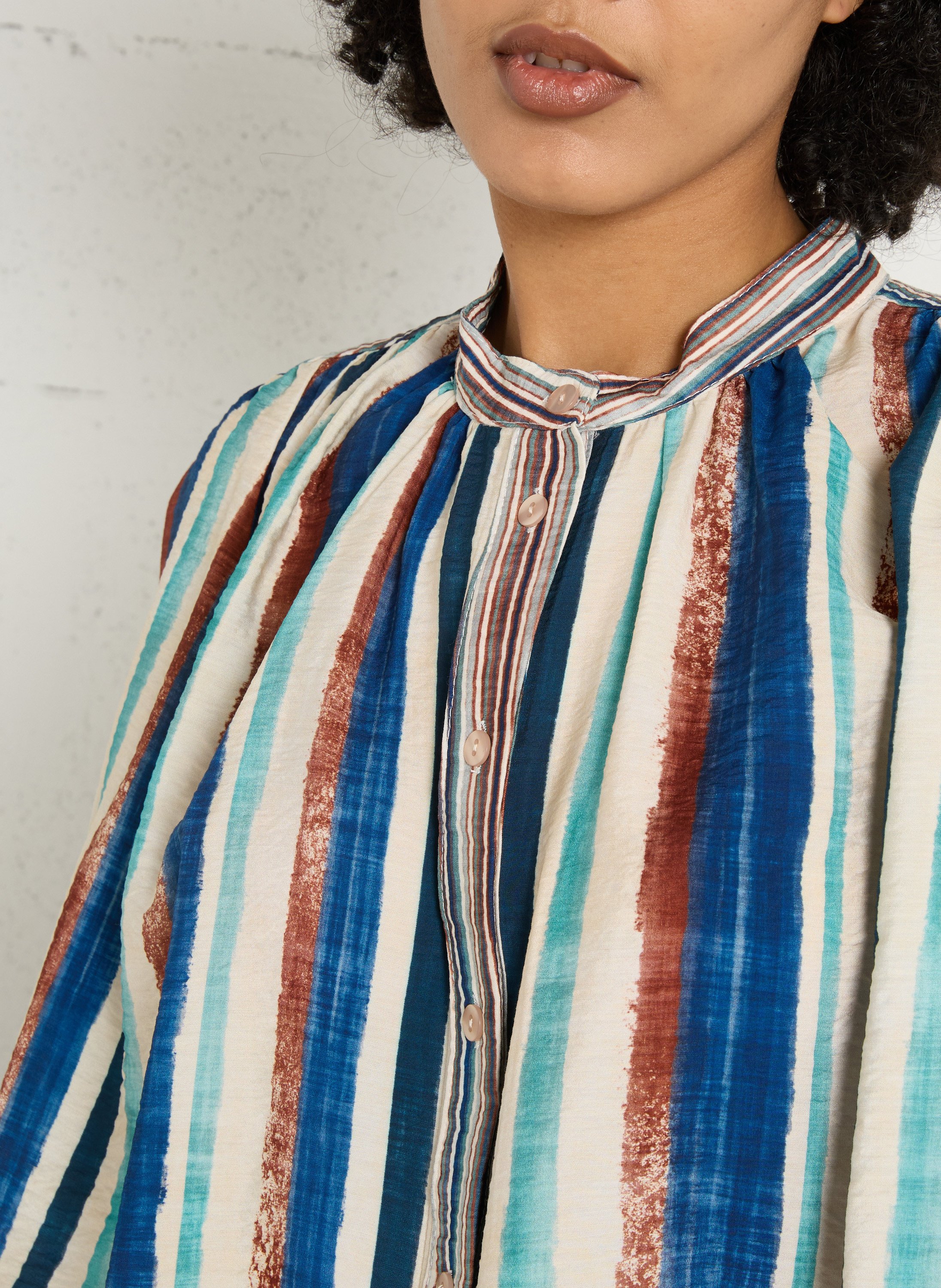 Oversized round neck striped blouse PLEASE Multicolored