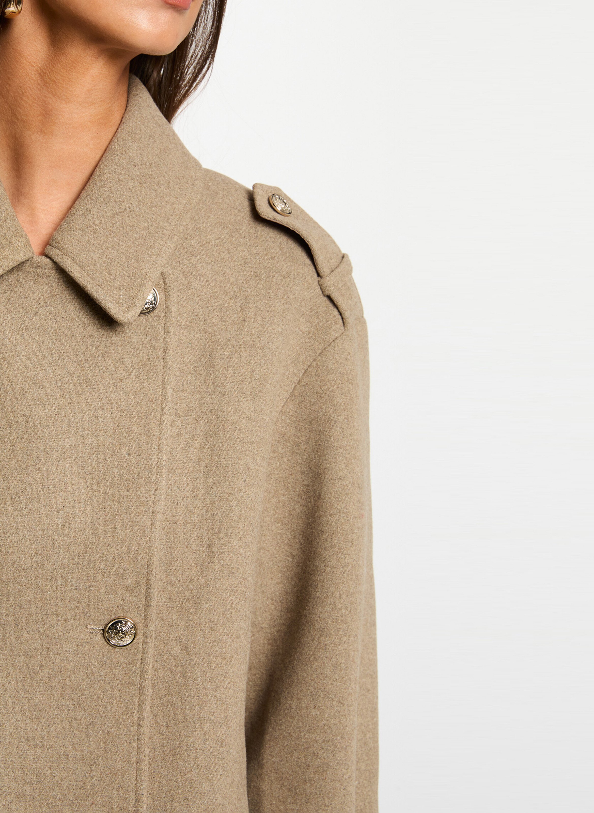 Manteau droit col classique MORGAN Beige