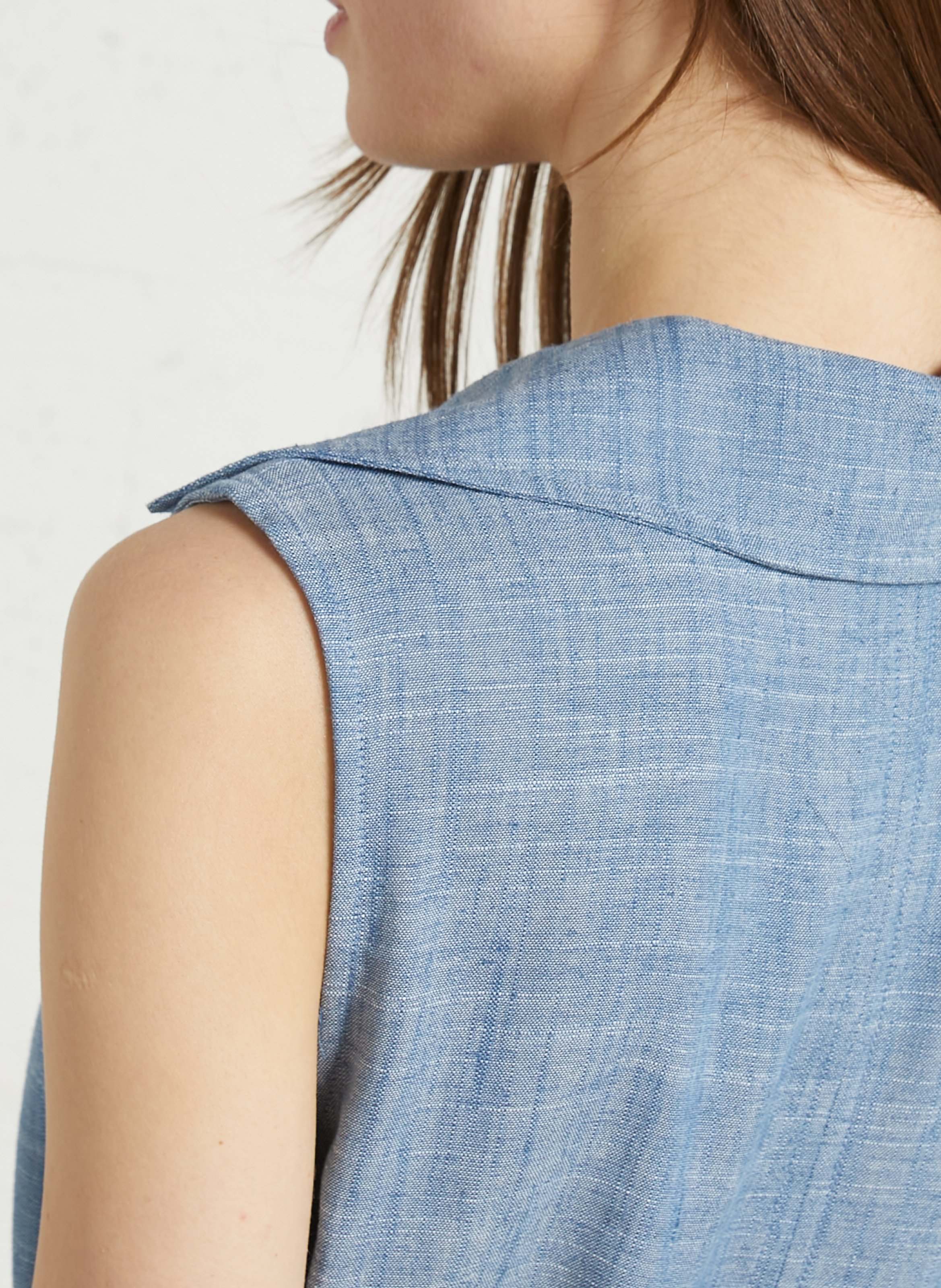 Robe courte col V évasée unie THE KORNER Bleu