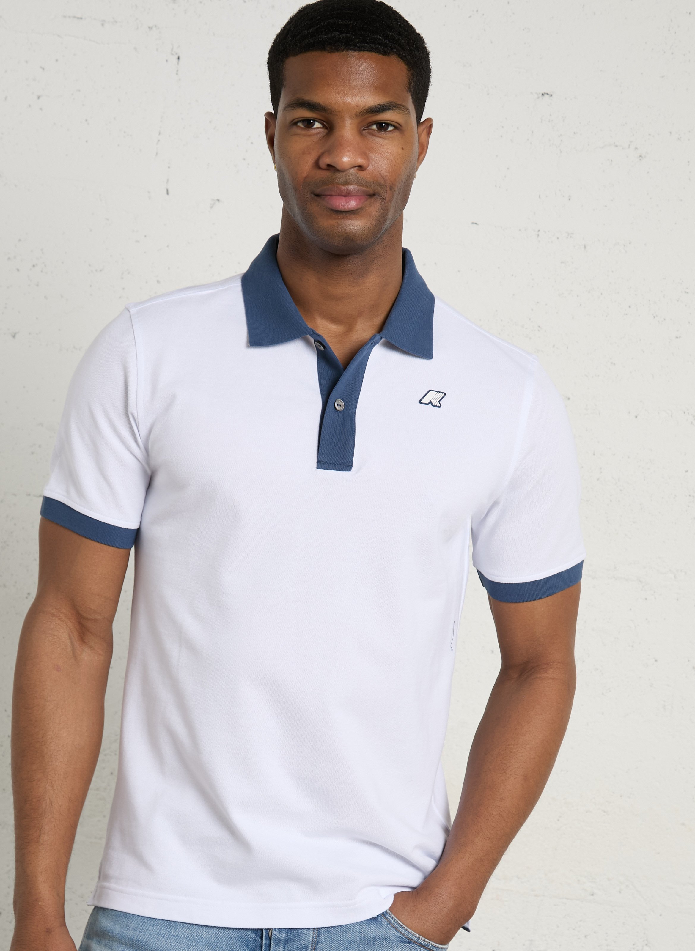 Straight cotton-blend polo shirt K-WAY White