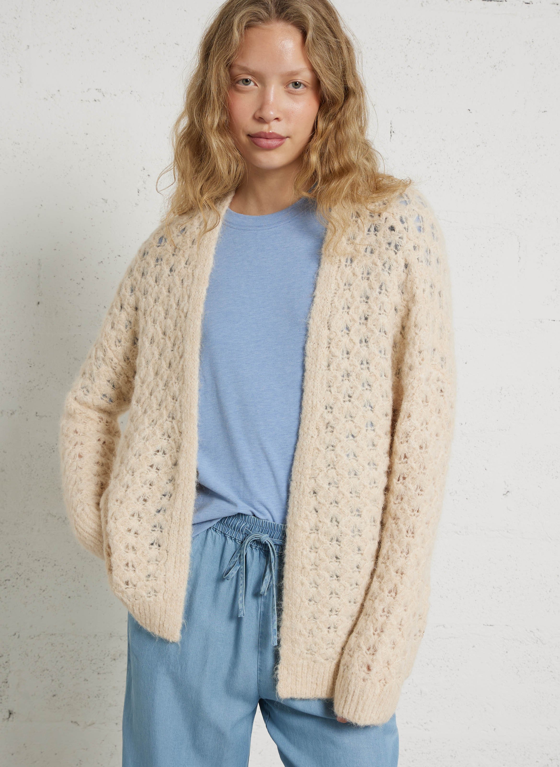 Oversized, gebreid vest LA PETITE ETOILE Beige