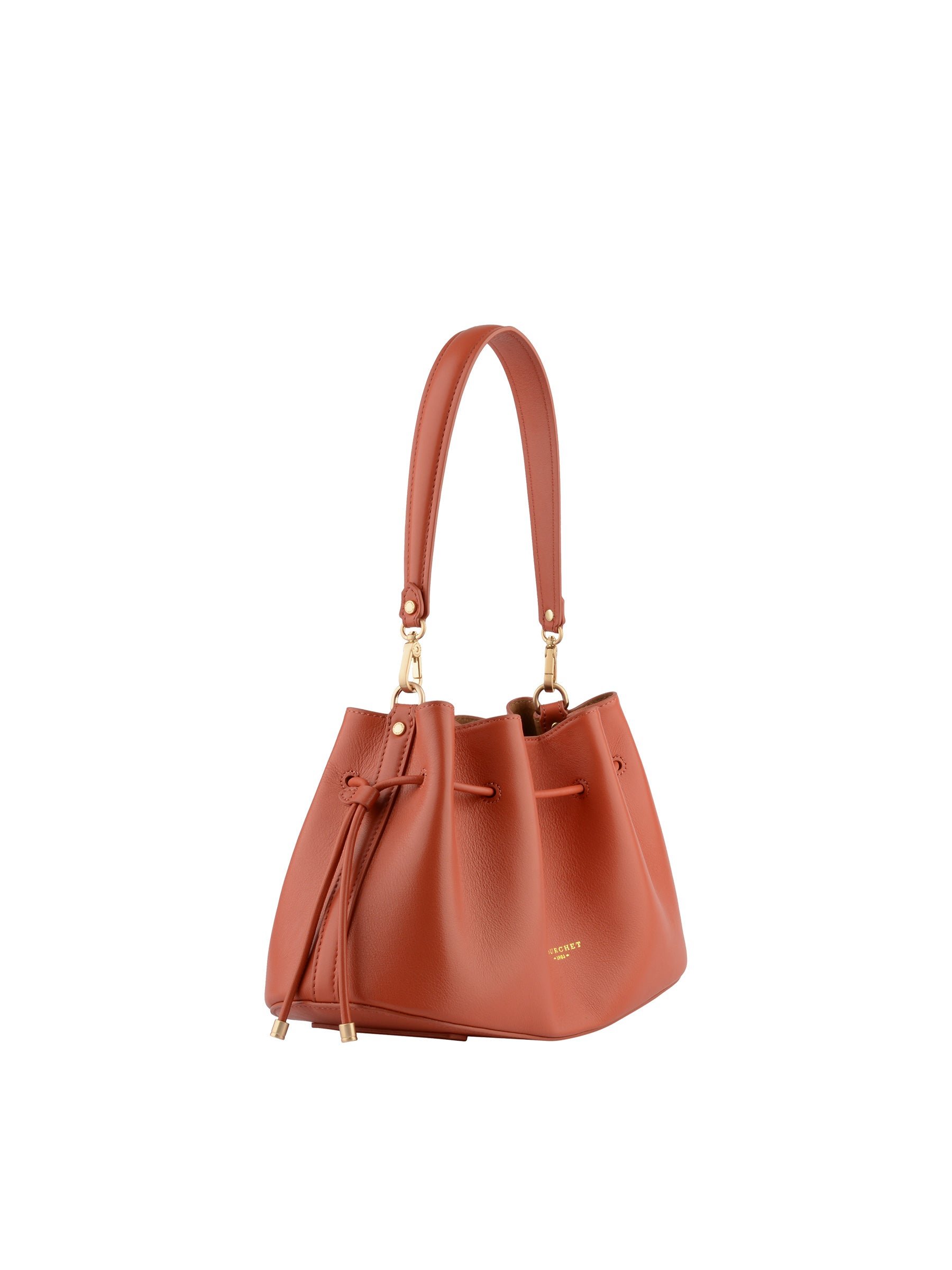 Calfskin leather shoulder bag POURCHET Orange