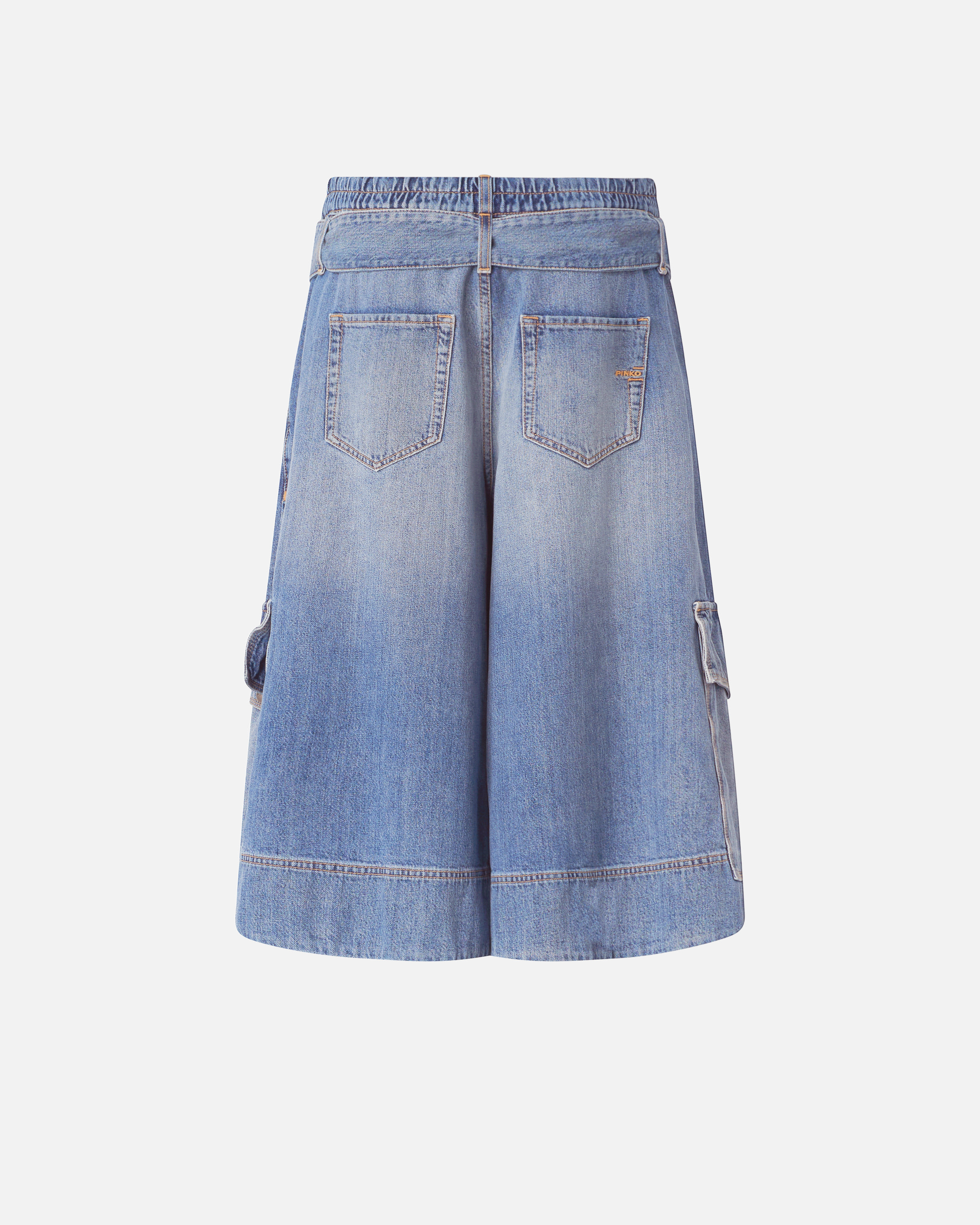Bermuda utilitaire en denim ceinturé PINKO Bleu