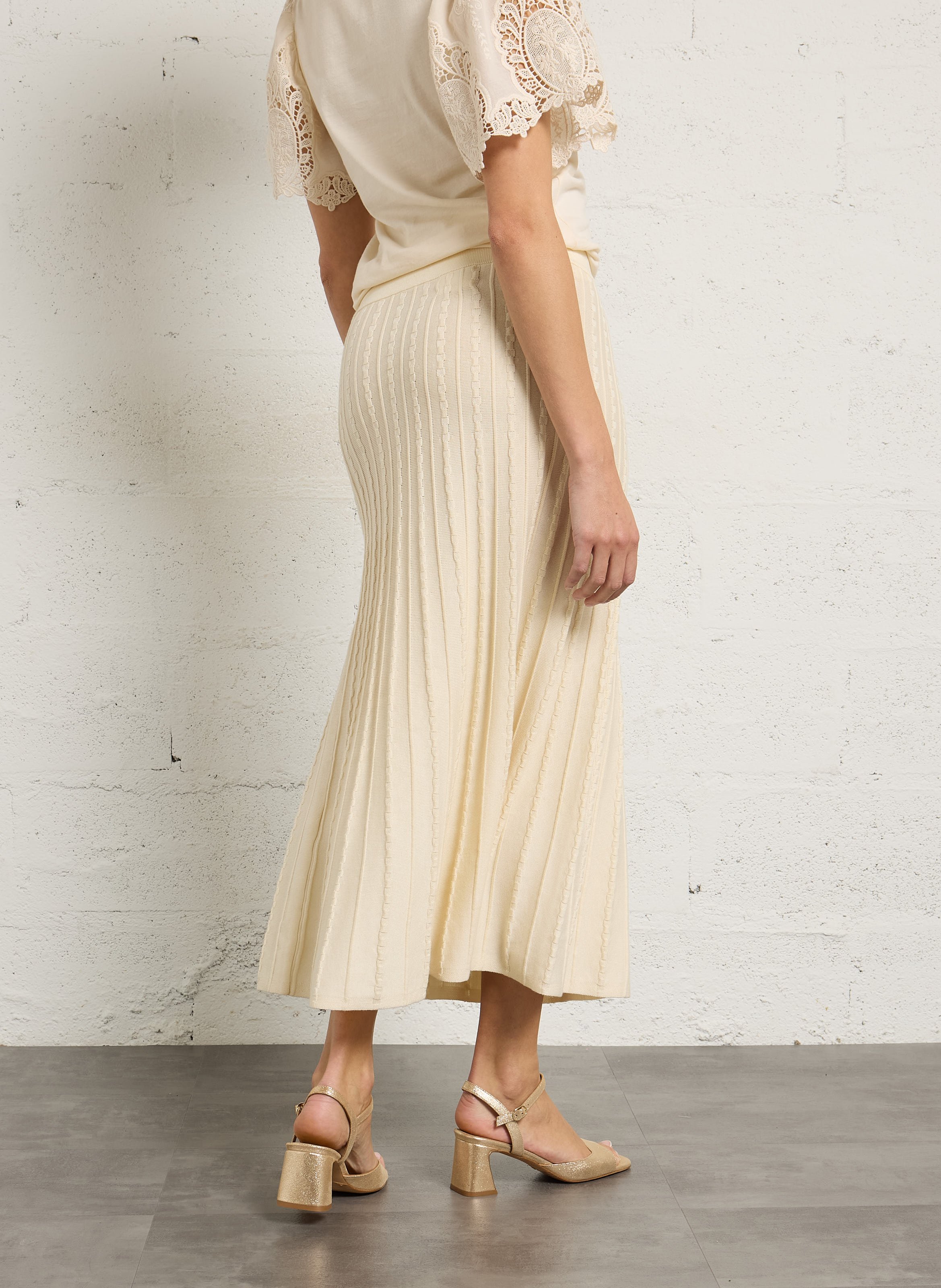 Langer, ausgestellter Rock aus Baumwoll-Mix MAISON 123 Weiss