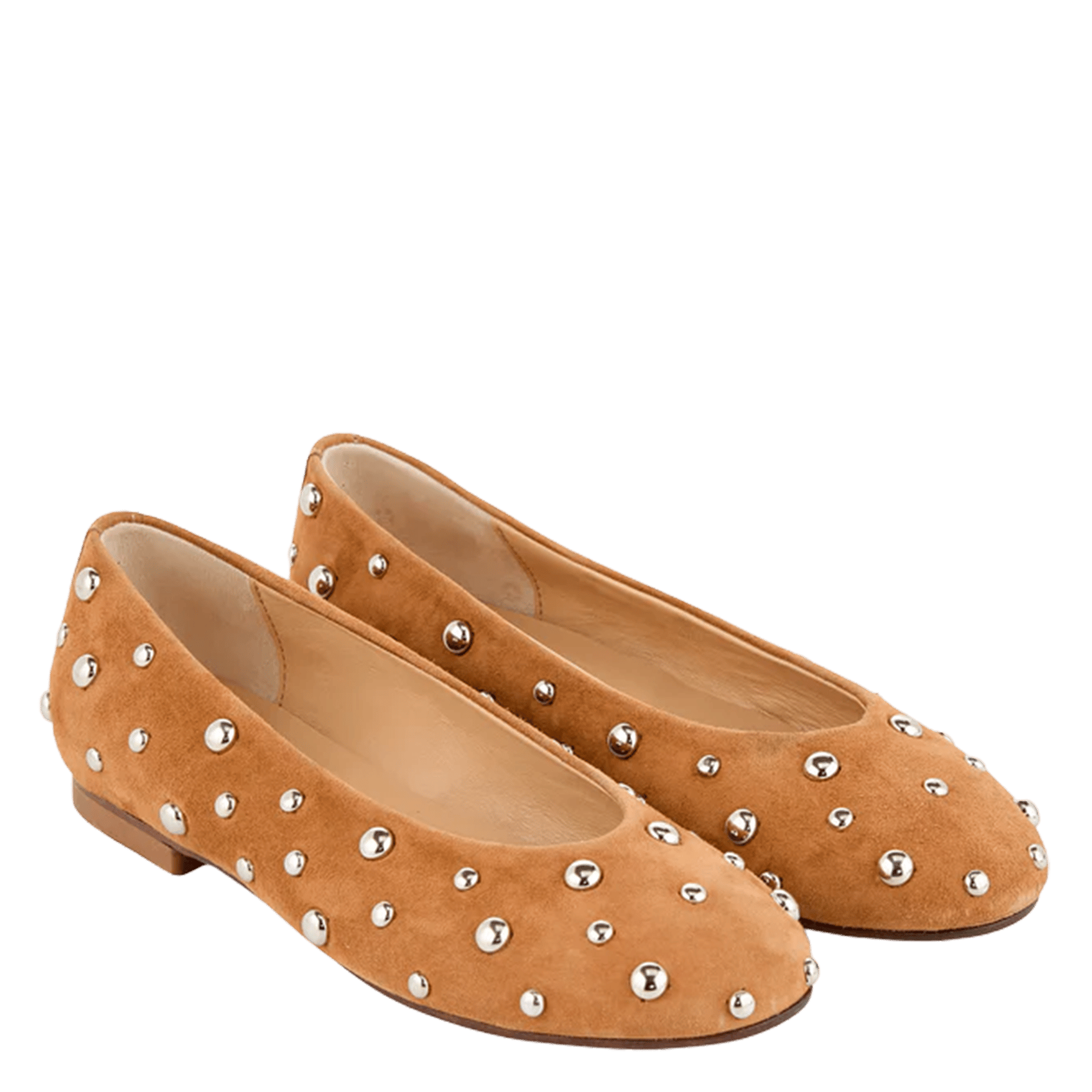 Ballet flats with studs in suede leather COSMOPARIS Brown